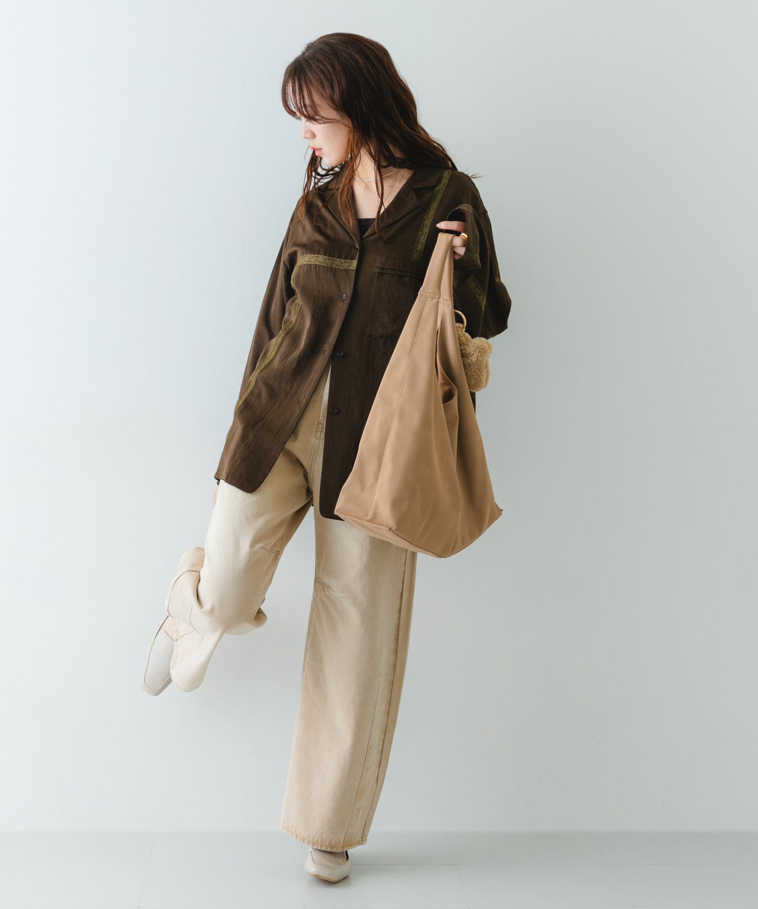 スエード調ワンハンドルトートバッグ BEIGE One