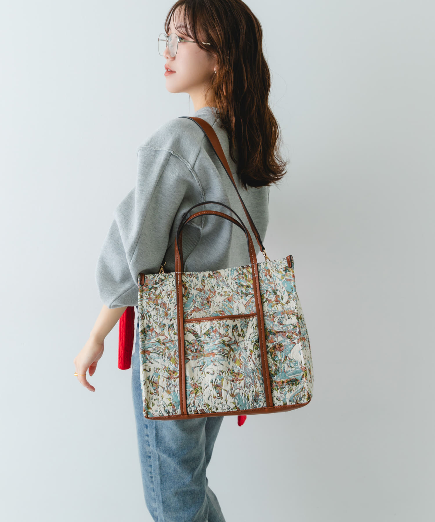 ファブリックスクエアトートバッグ IVORY One