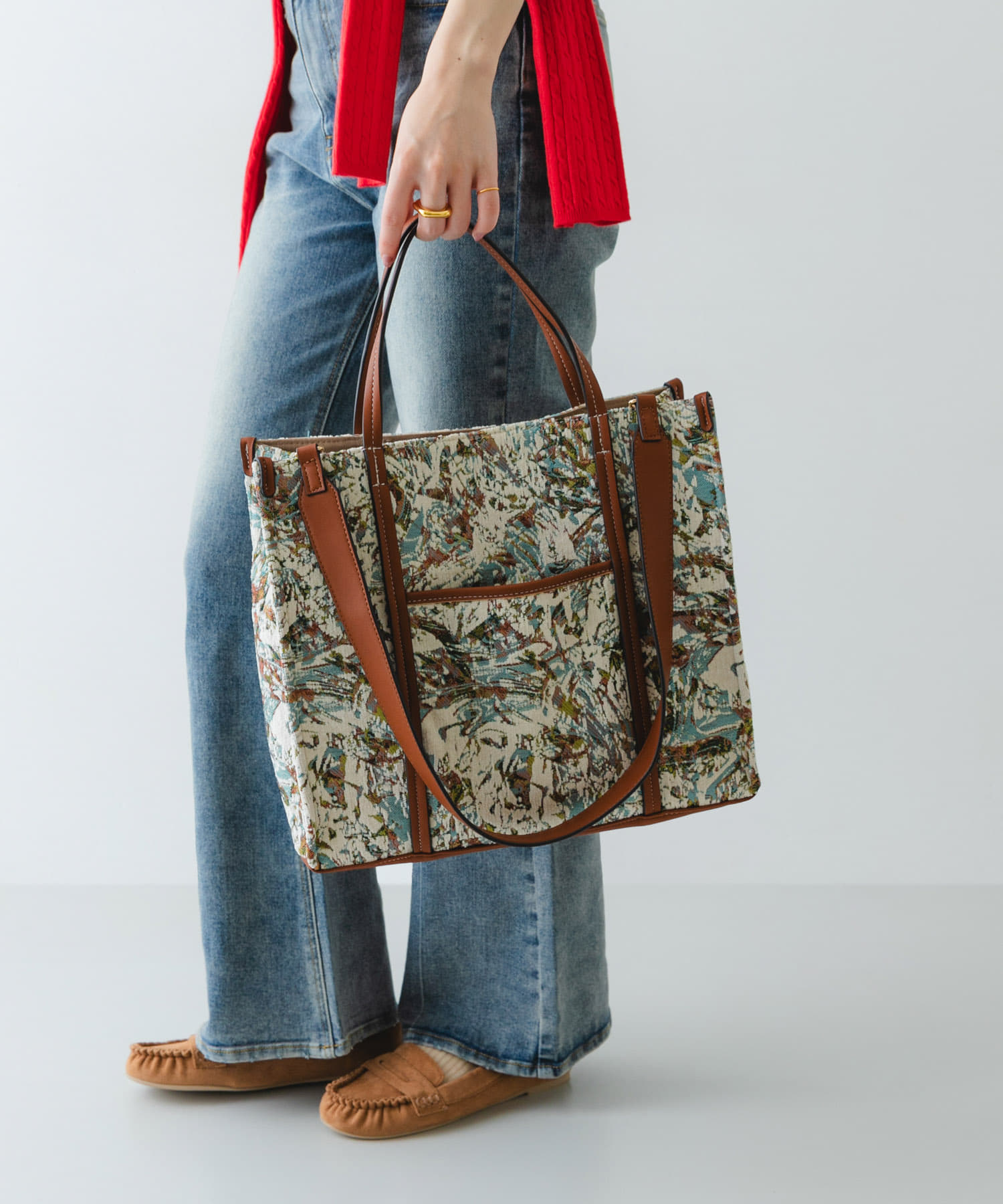 ファブリックスクエアトートバッグ IVORY One