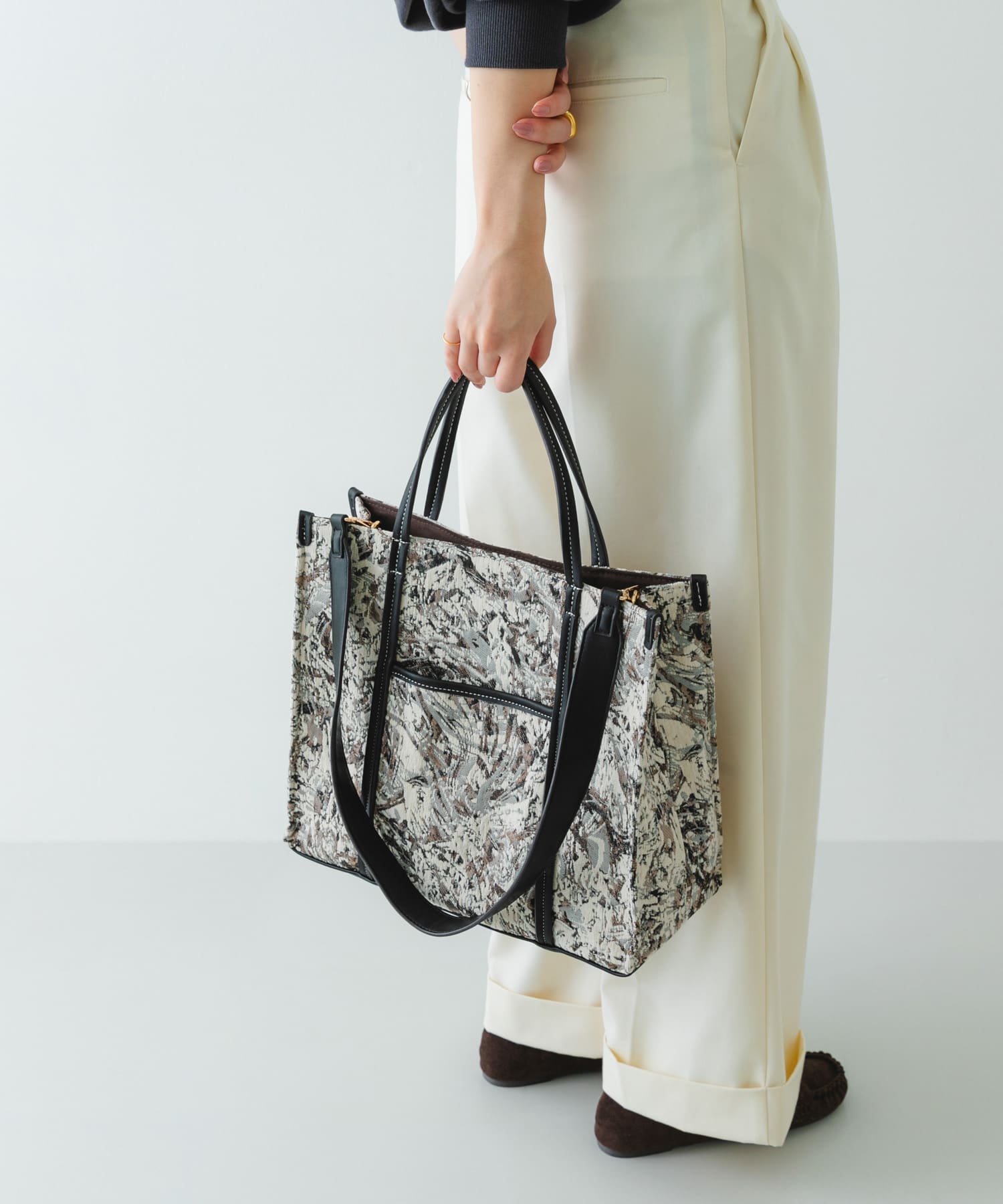 ファブリックスクエアトートバッグ GRAY One