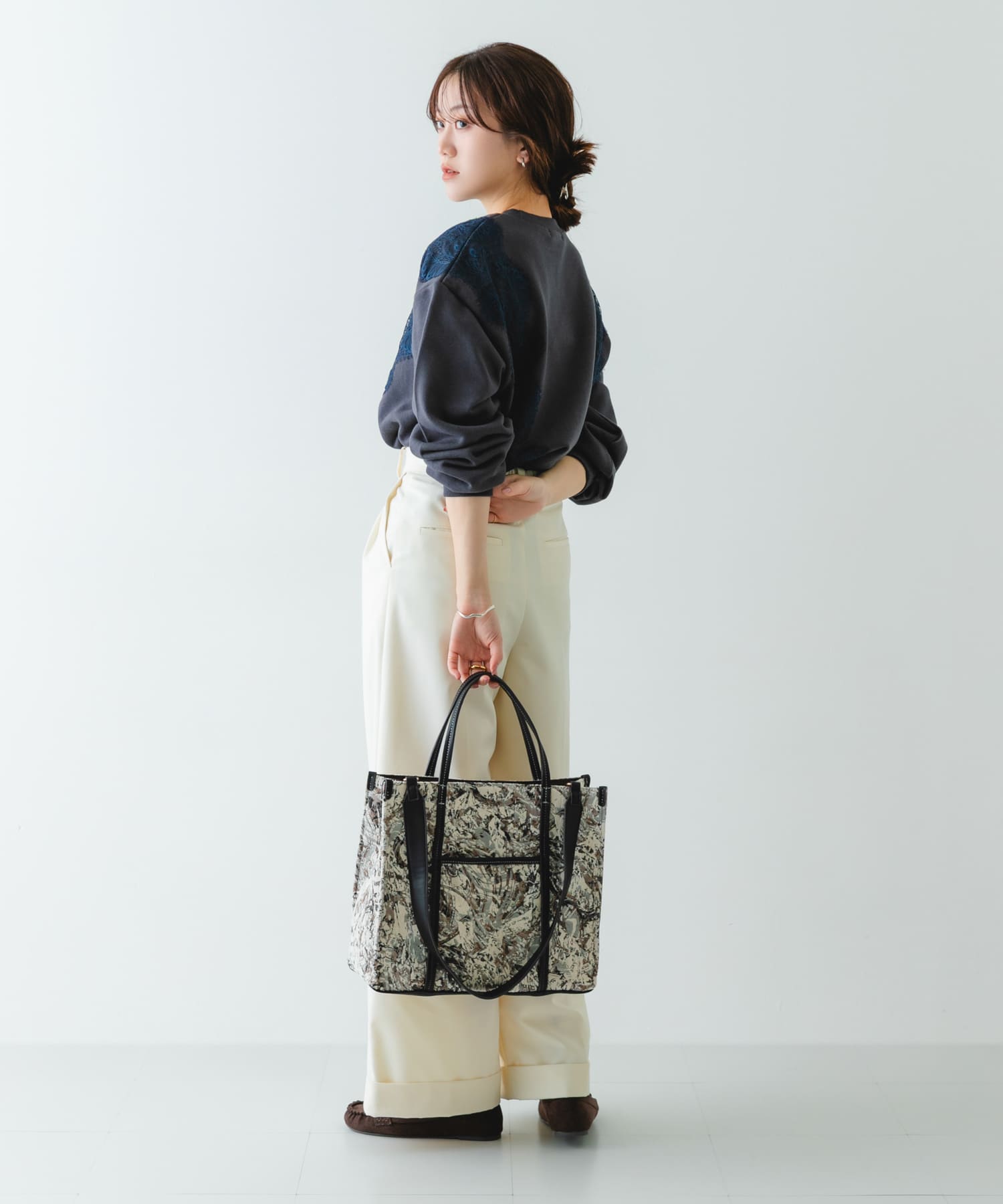 ファブリックスクエアトートバッグ GRAY One