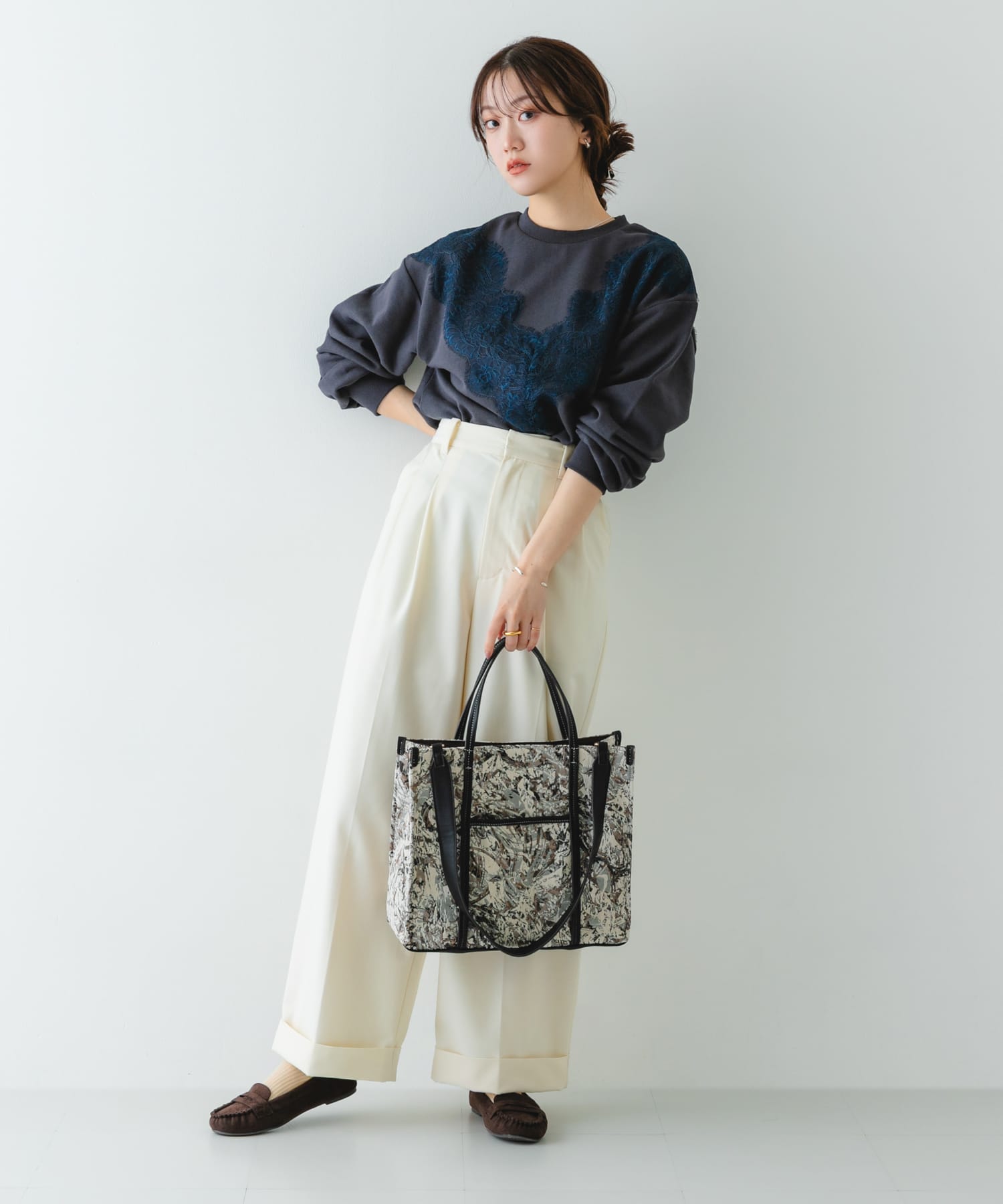 ファブリックスクエアトートバッグ GRAY One