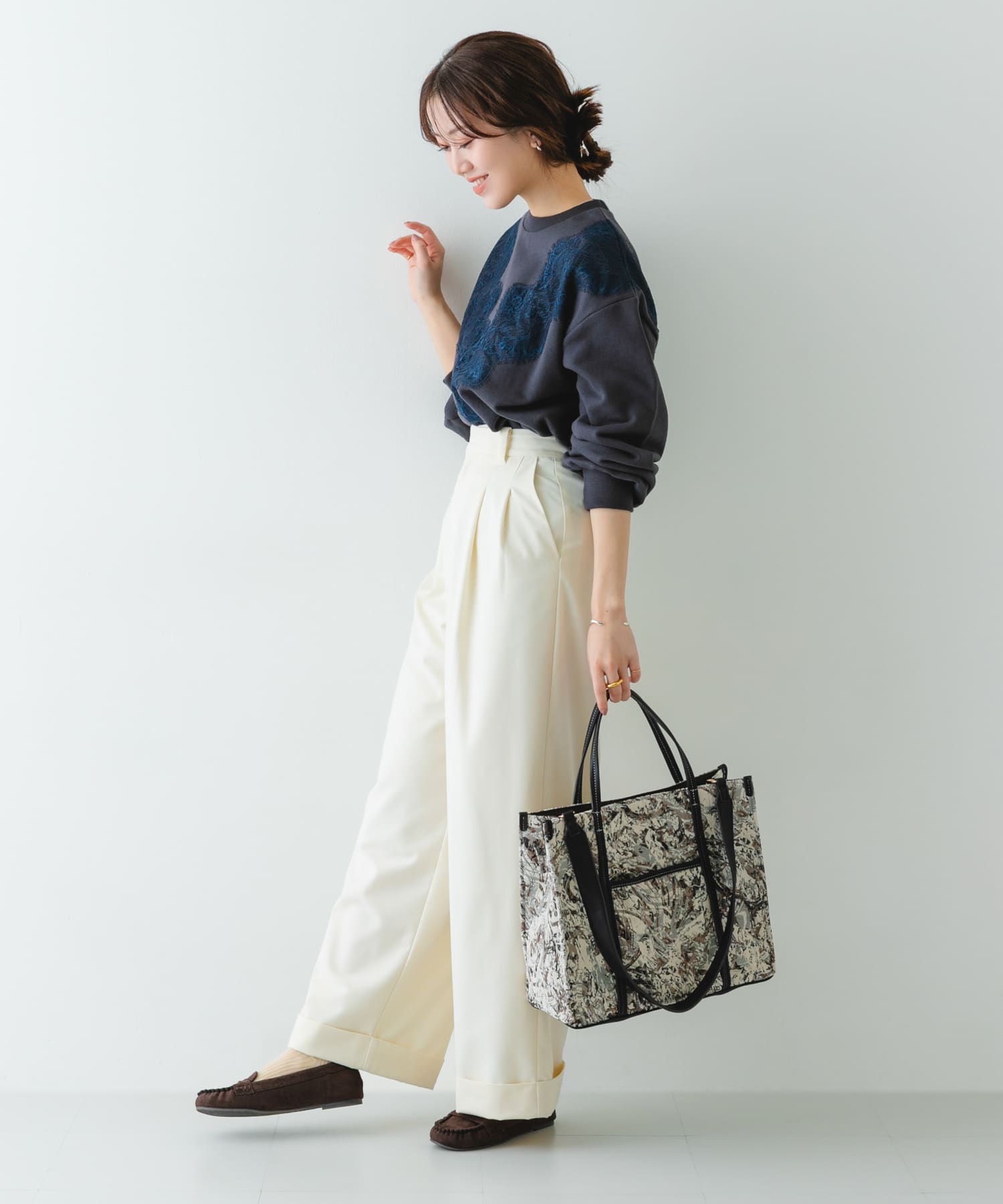 ファブリックスクエアトートバッグ GRAY One