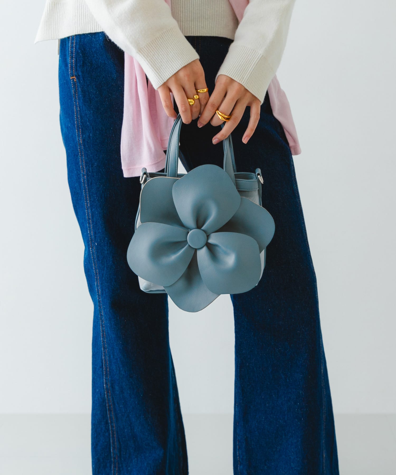 フラワーモチーフシアーバッグ SAX One