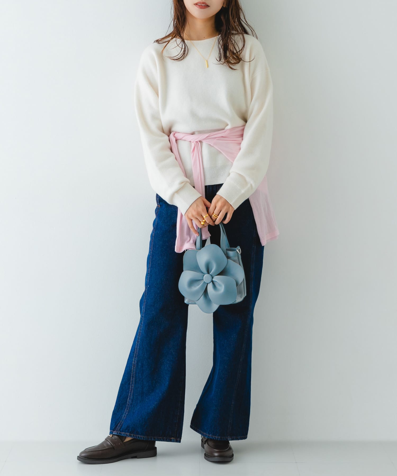 フラワーモチーフシアーバッグ SAX One