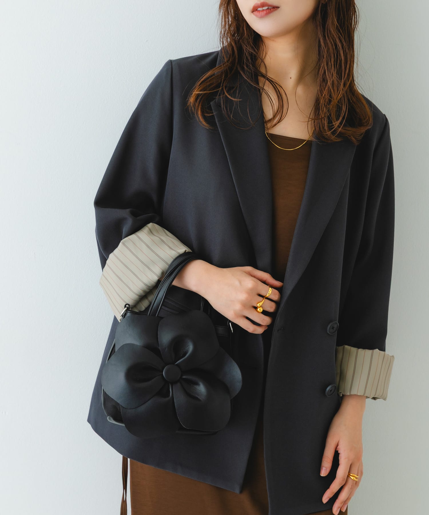 フラワーモチーフシアーバッグ BLACK One