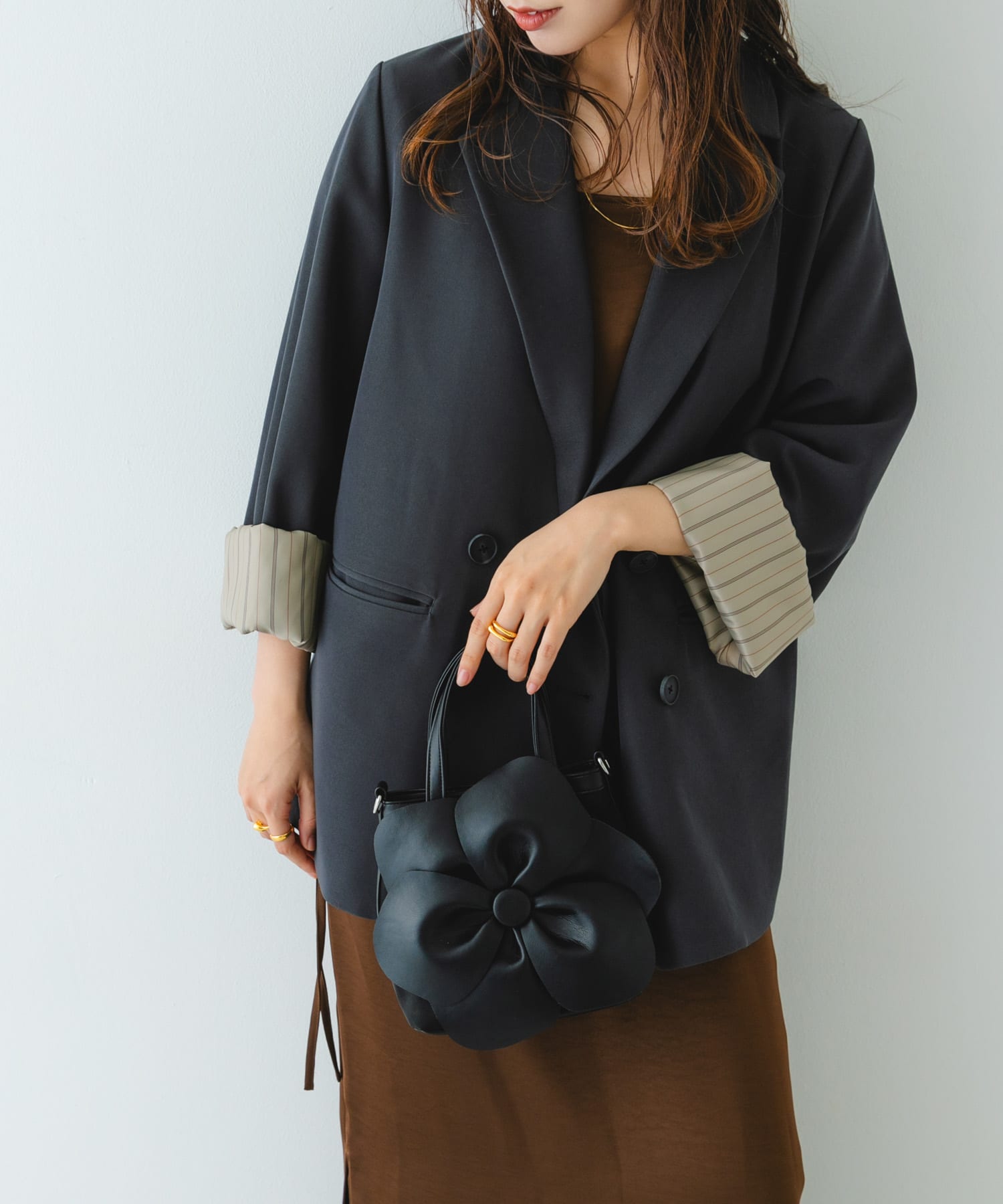 フラワーモチーフシアーバッグ BLACK One