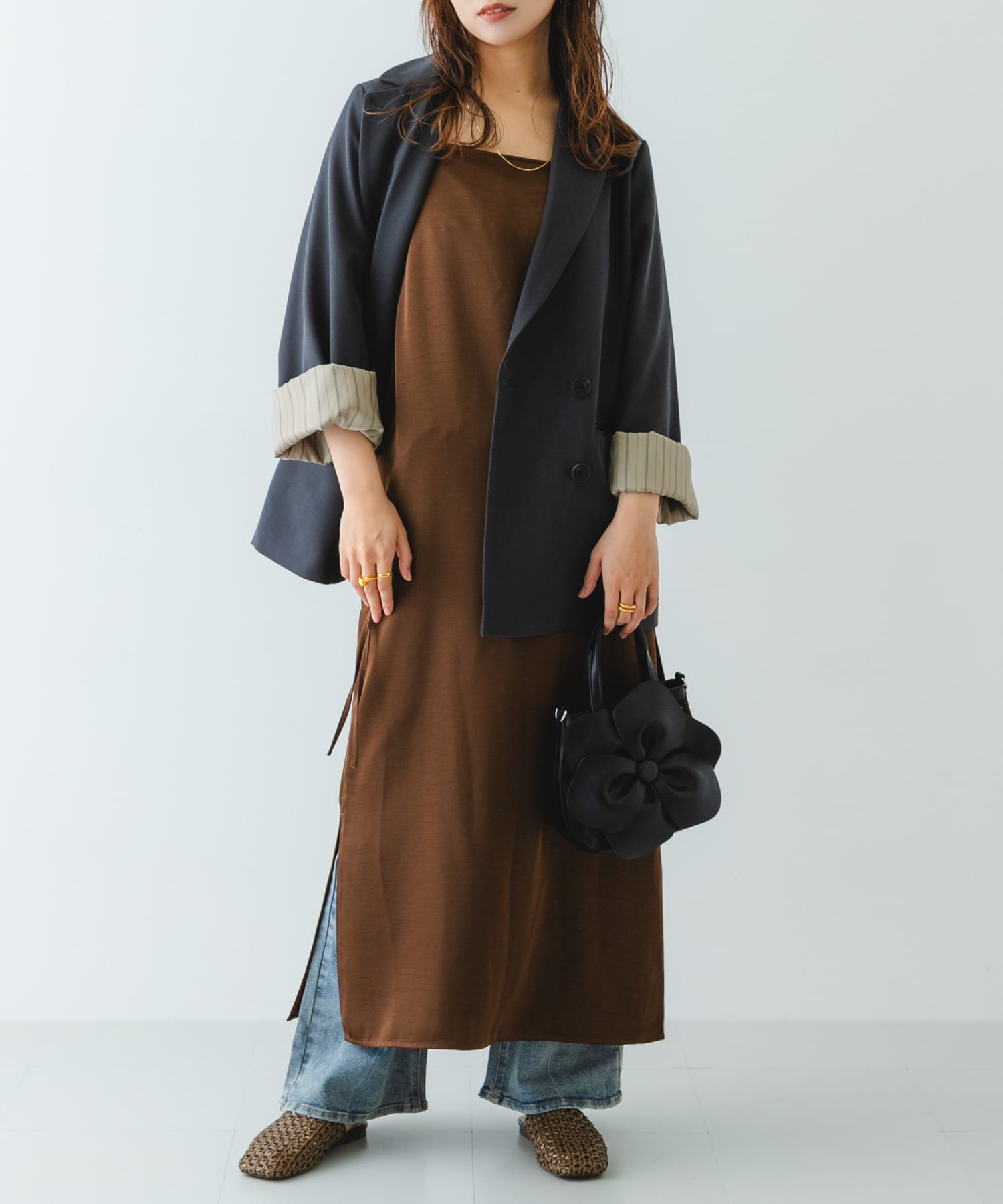 フラワーモチーフシアーバッグ BLACK One