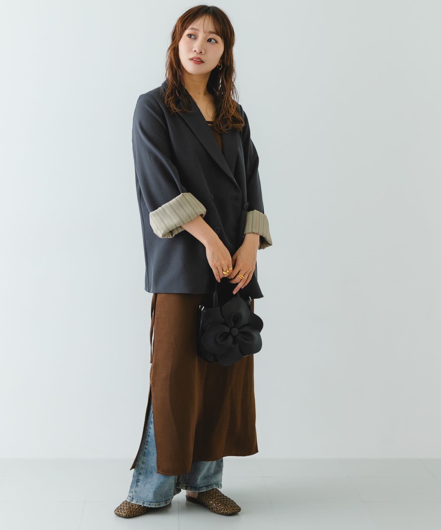 フラワーモチーフシアーバッグ BLACK One