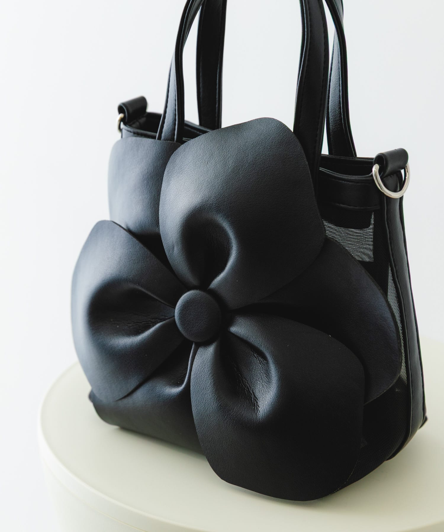 フラワーモチーフシアーバッグ BLACK One