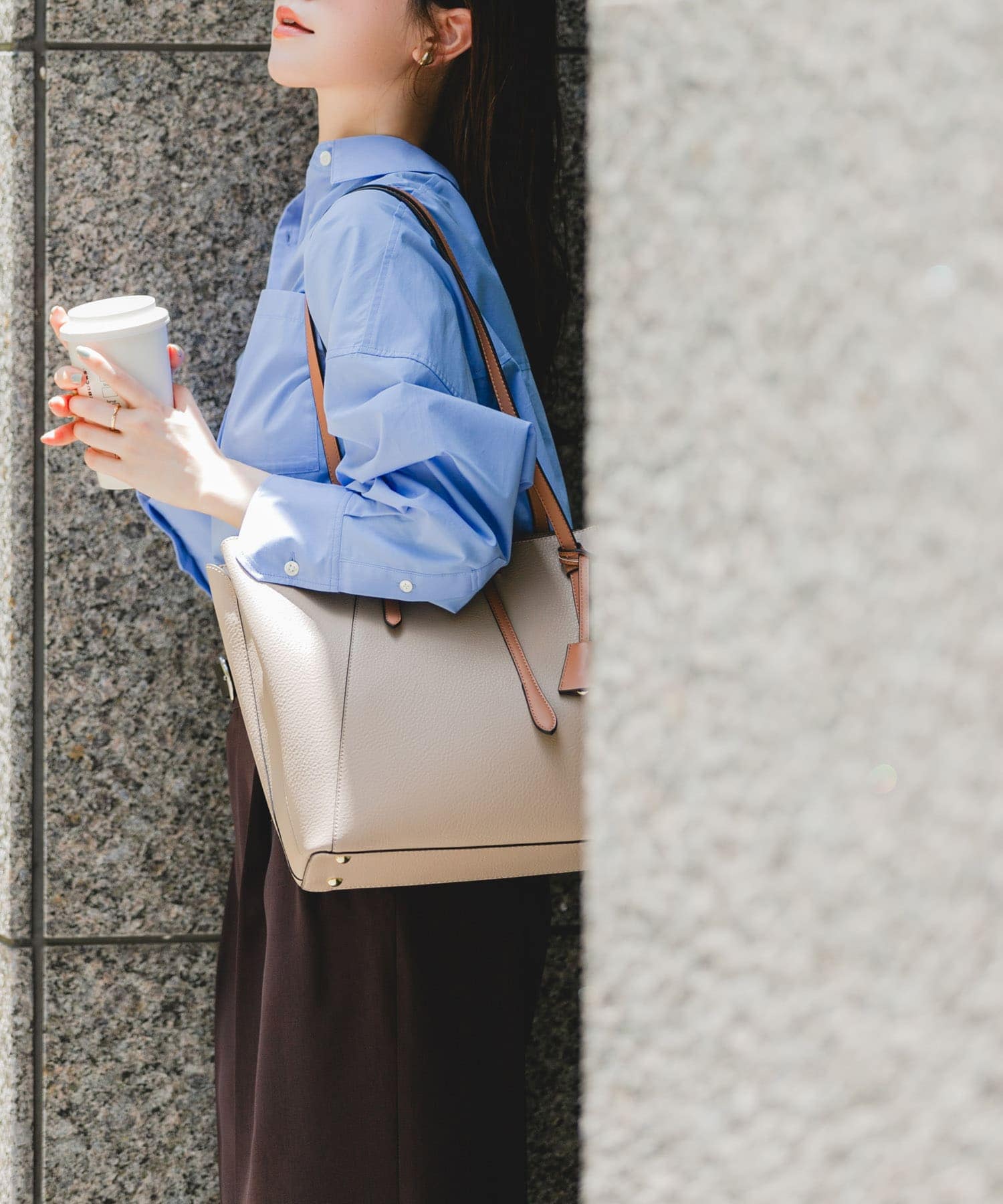 チャーム付A4トートバッグ SAND BEIGE one