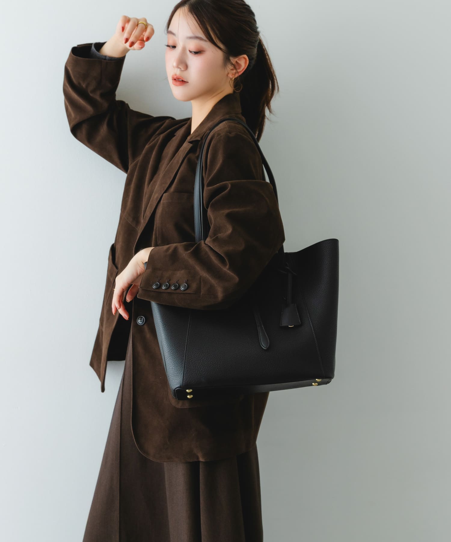 チャーム付A4トートバッグ BLACK one