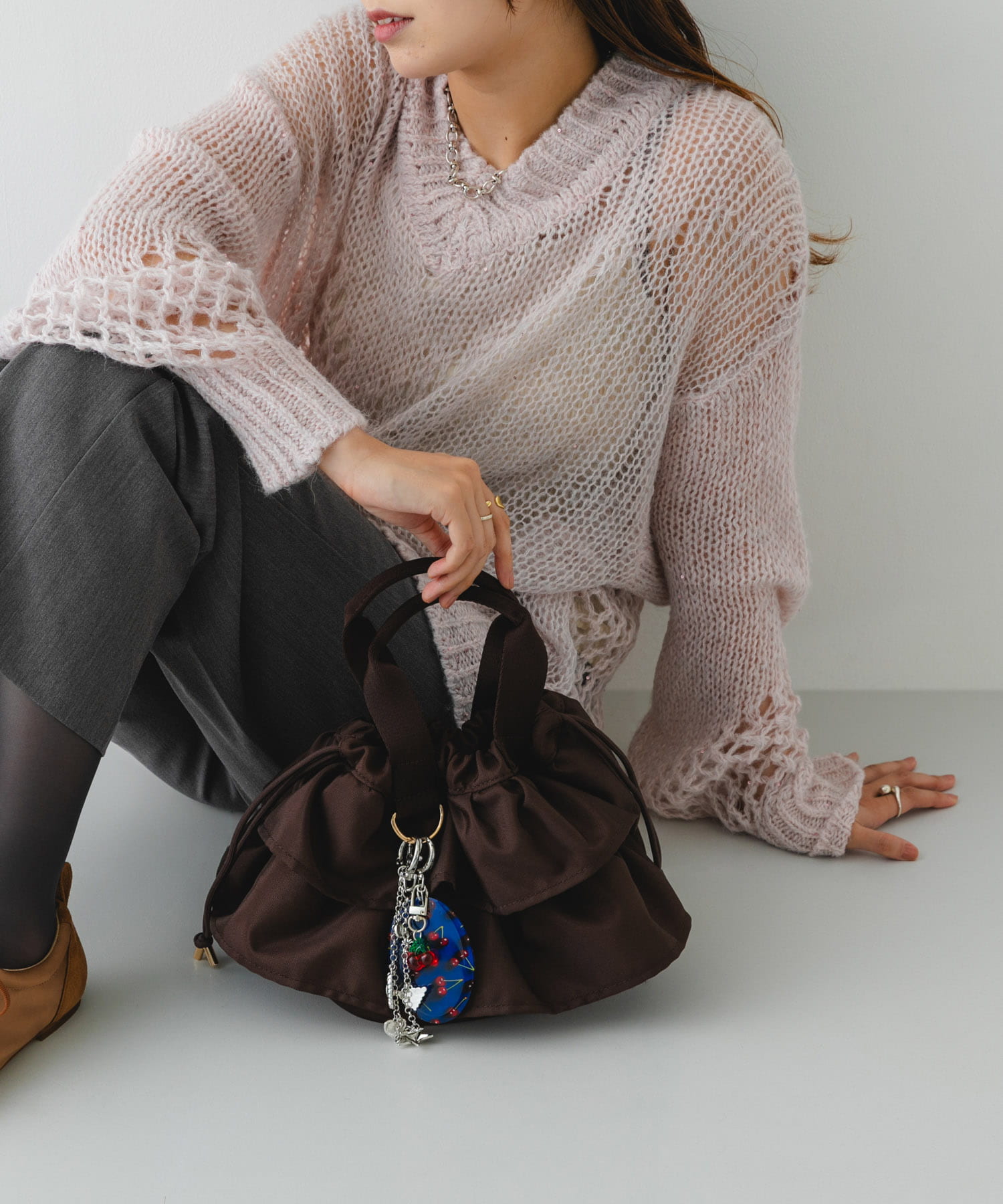 軽量フリルキンチャクバッグ