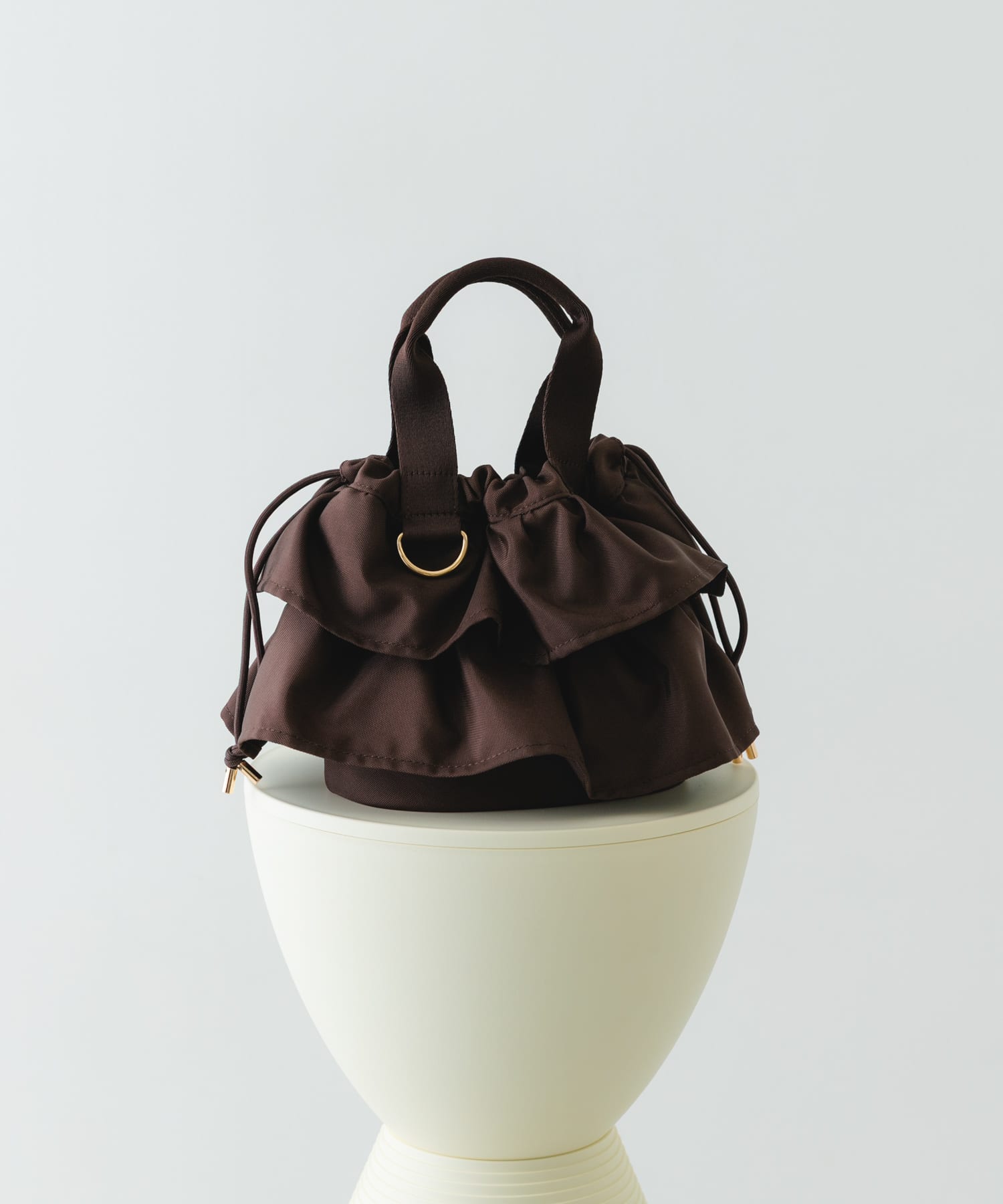 軽量フリルキンチャクバッグ BROWN one