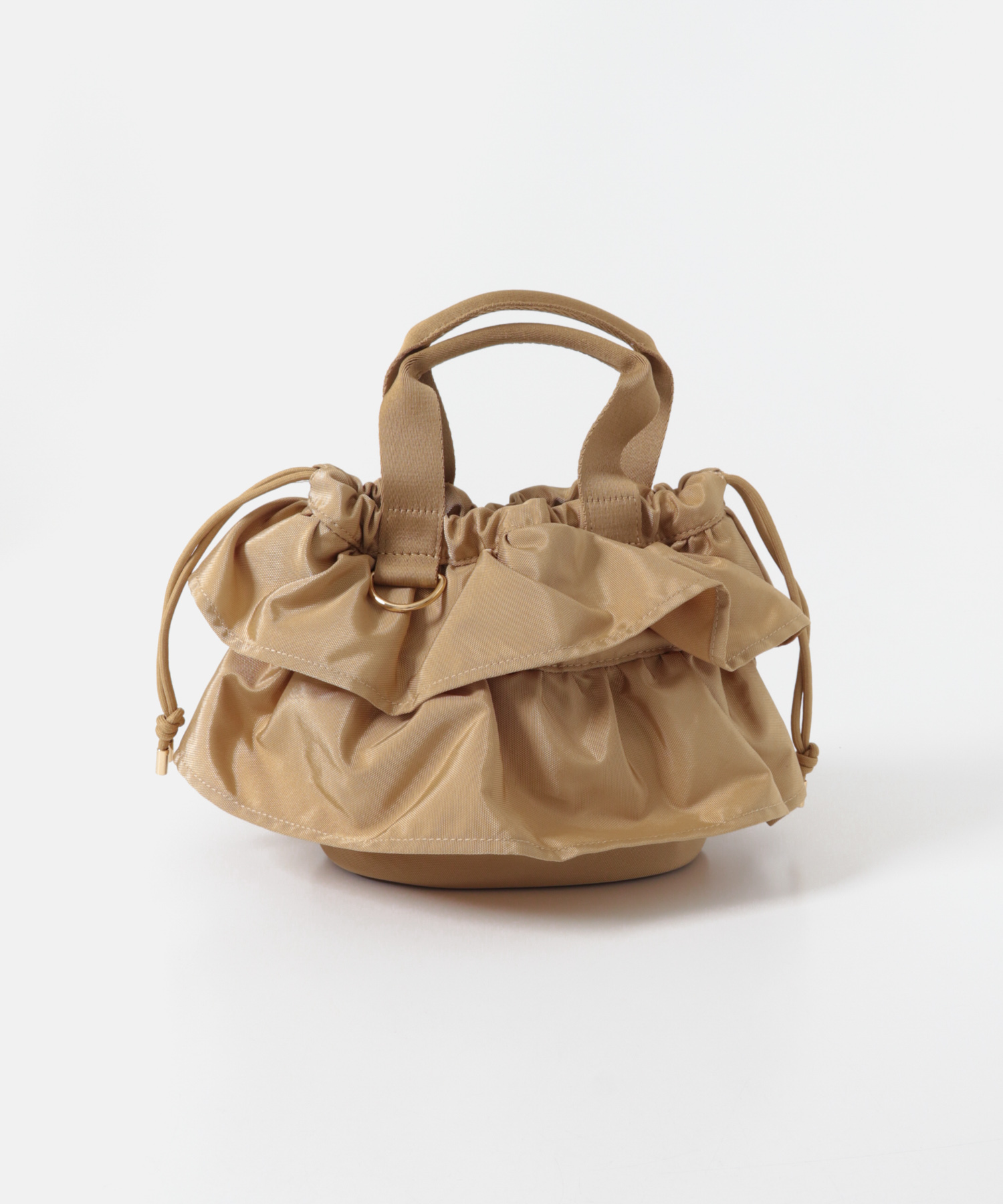 軽量フリルキンチャクバッグ BEIGE one