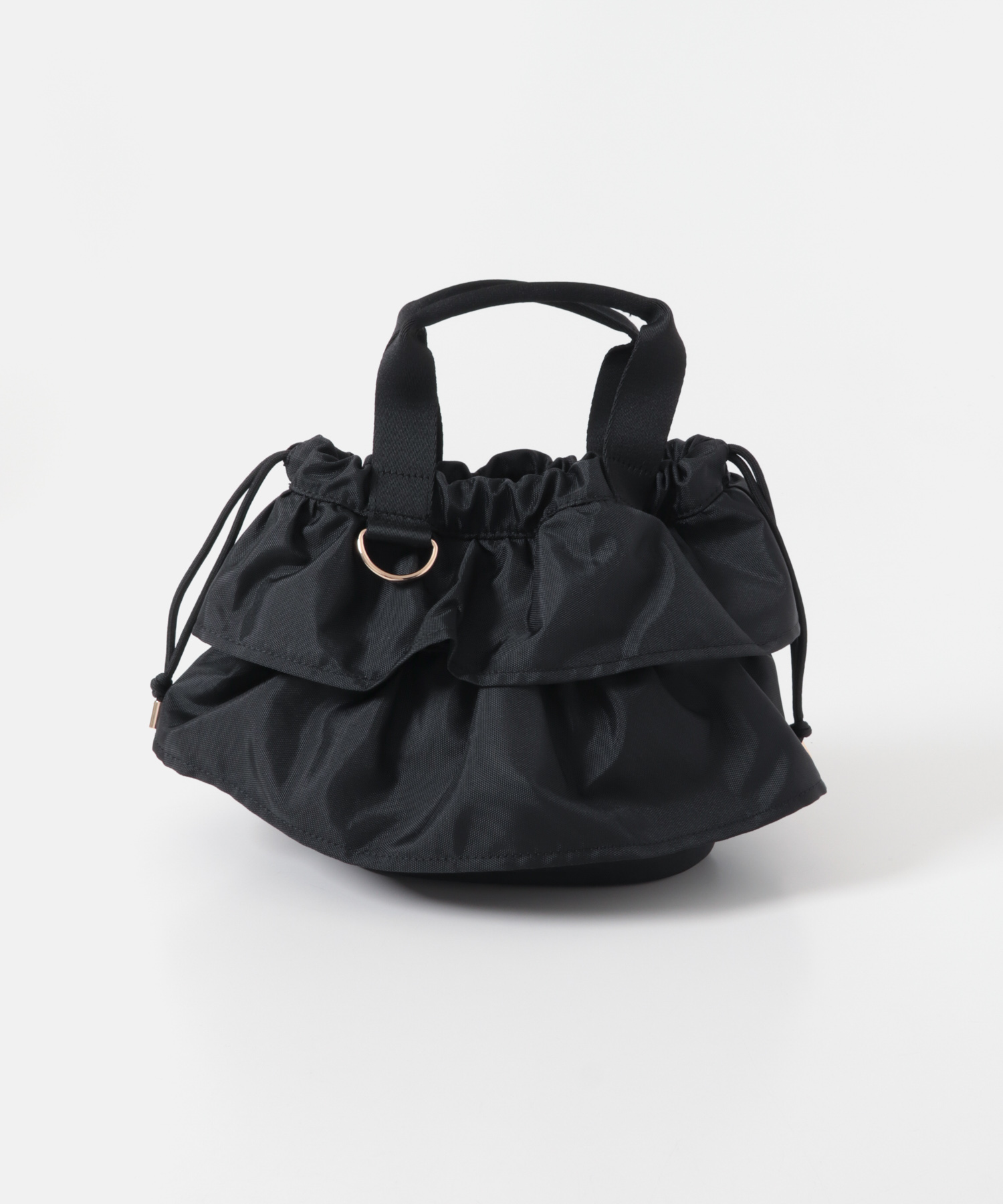 軽量フリルキンチャクバッグ BLACK one