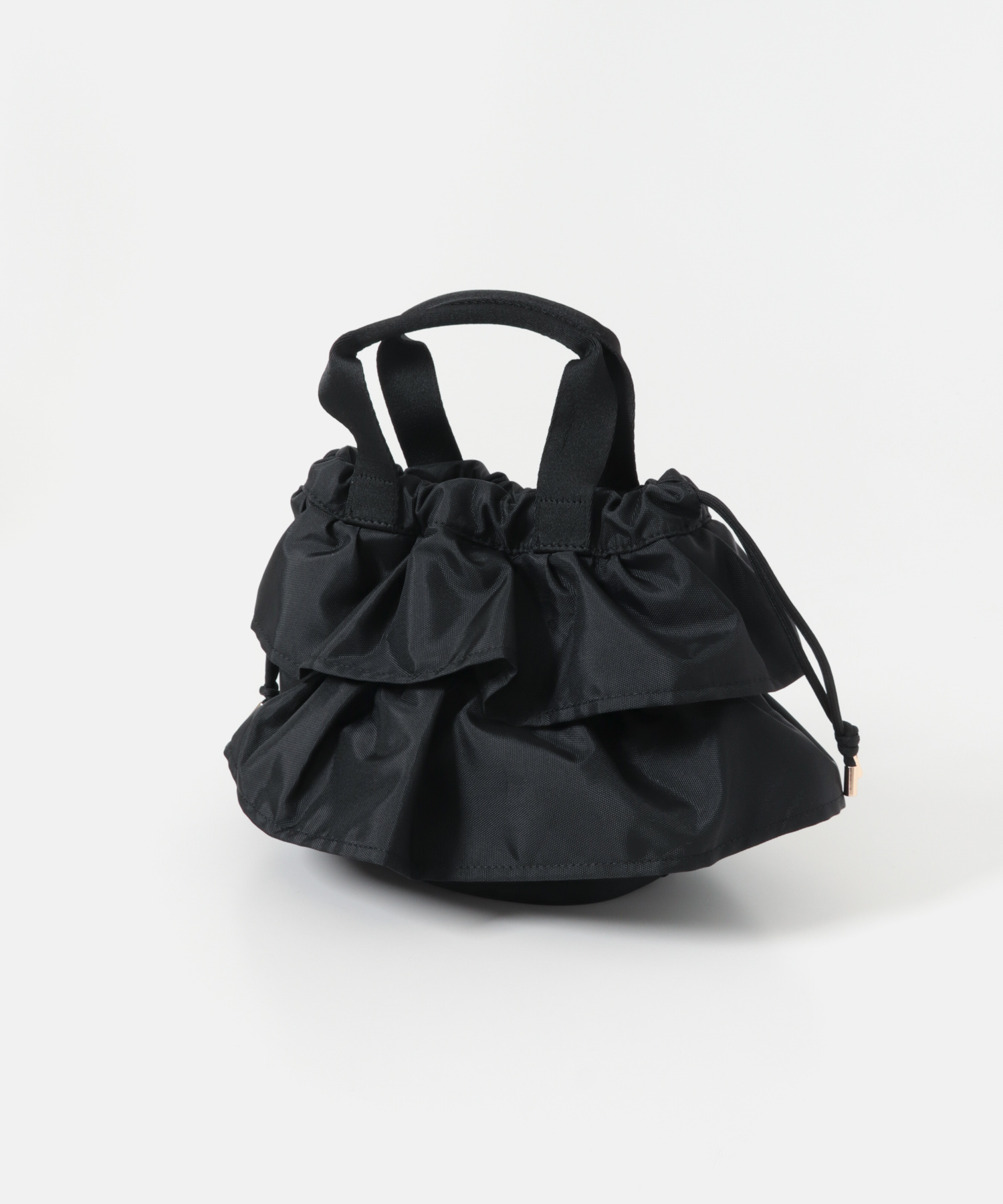 軽量フリルキンチャクバッグ BLACK one