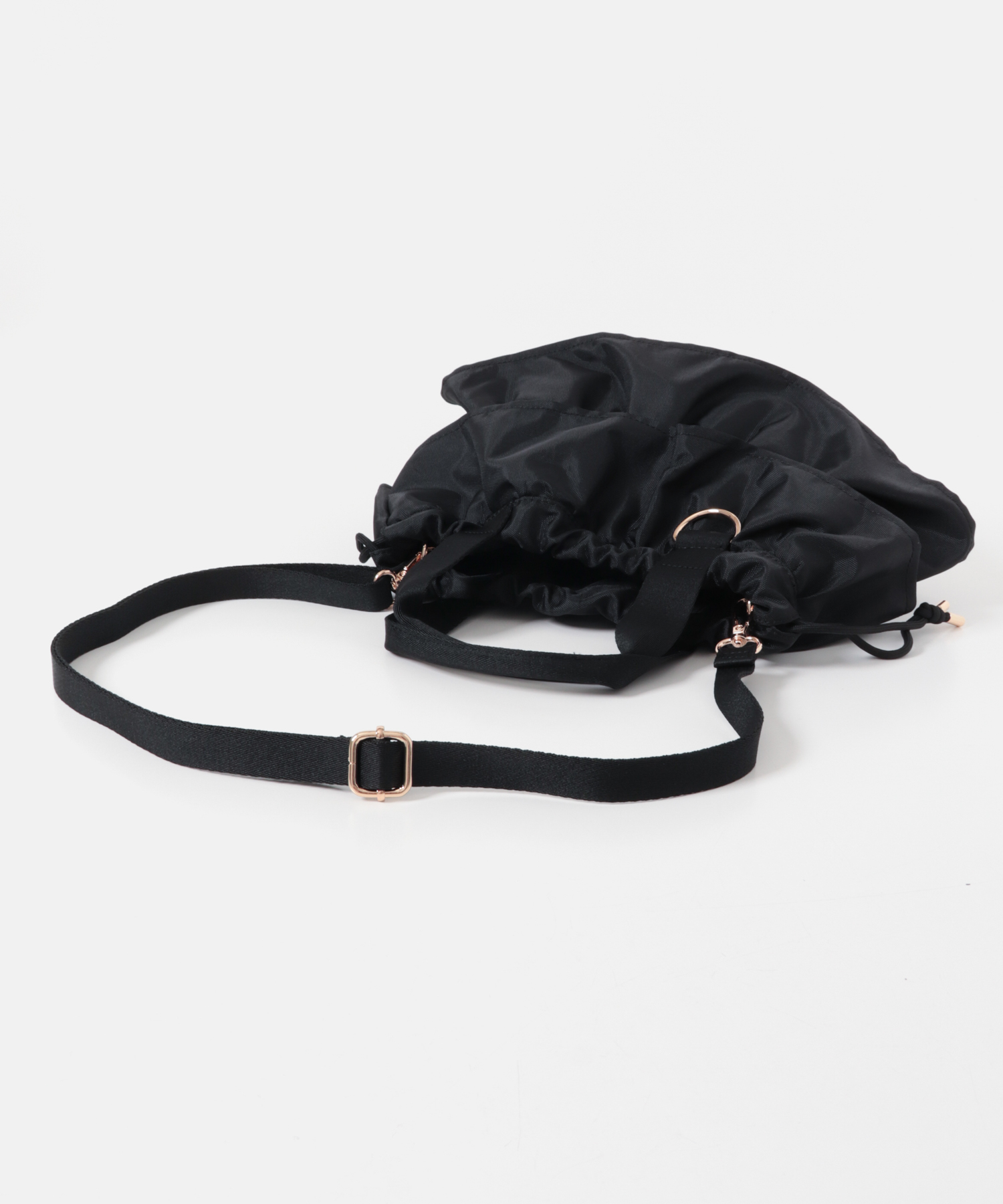 軽量フリルキンチャクバッグ BLACK one