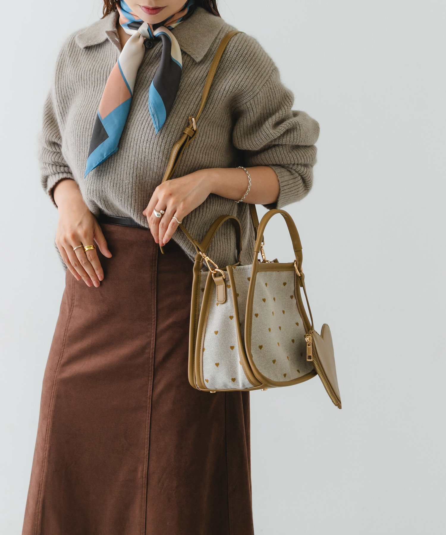 ハートキャンバスバッグ BEIGE one