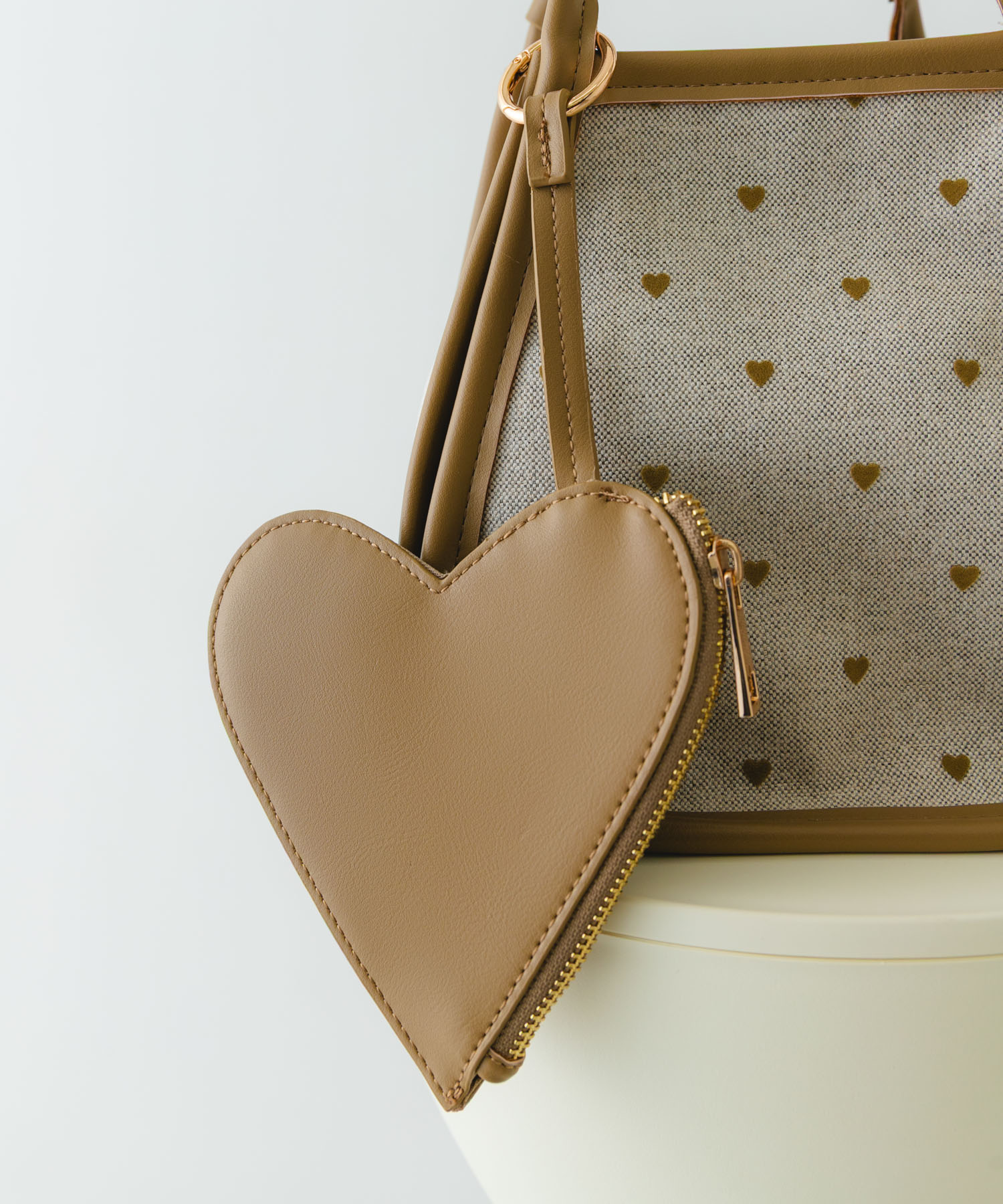 ハートキャンバスバッグ BEIGE one