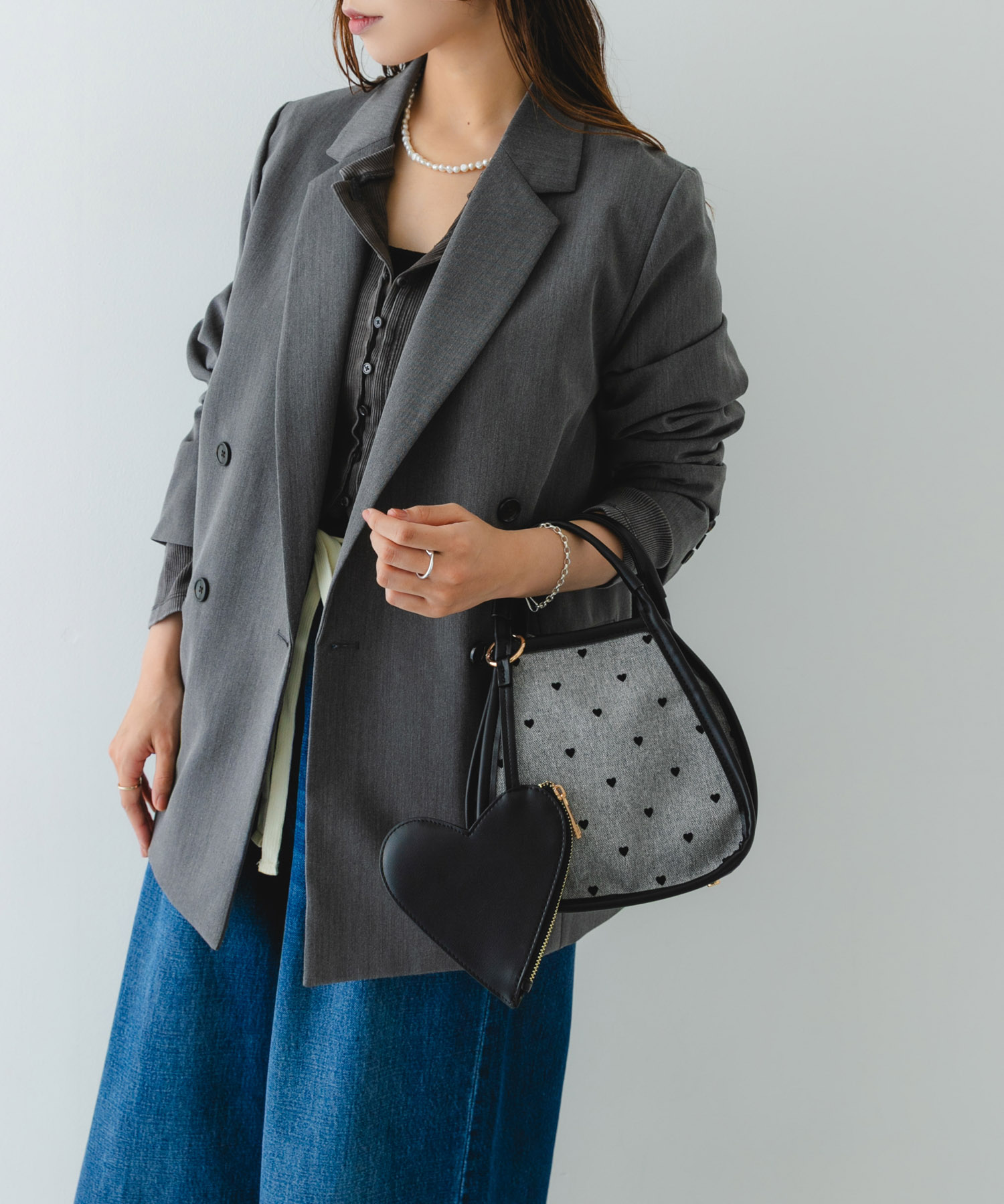 ハートキャンバスバッグ BLACK one