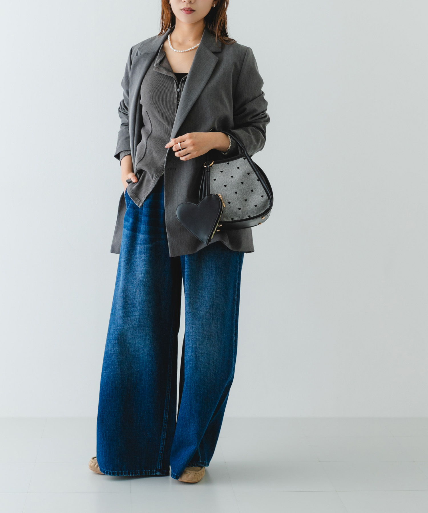 ハートキャンバスバッグ BLACK one