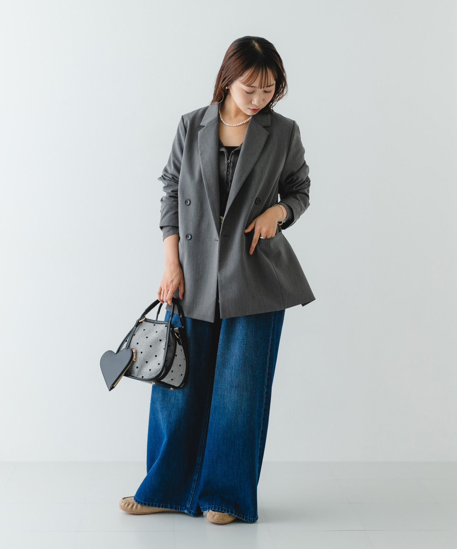 ハートキャンバスバッグ BLACK one