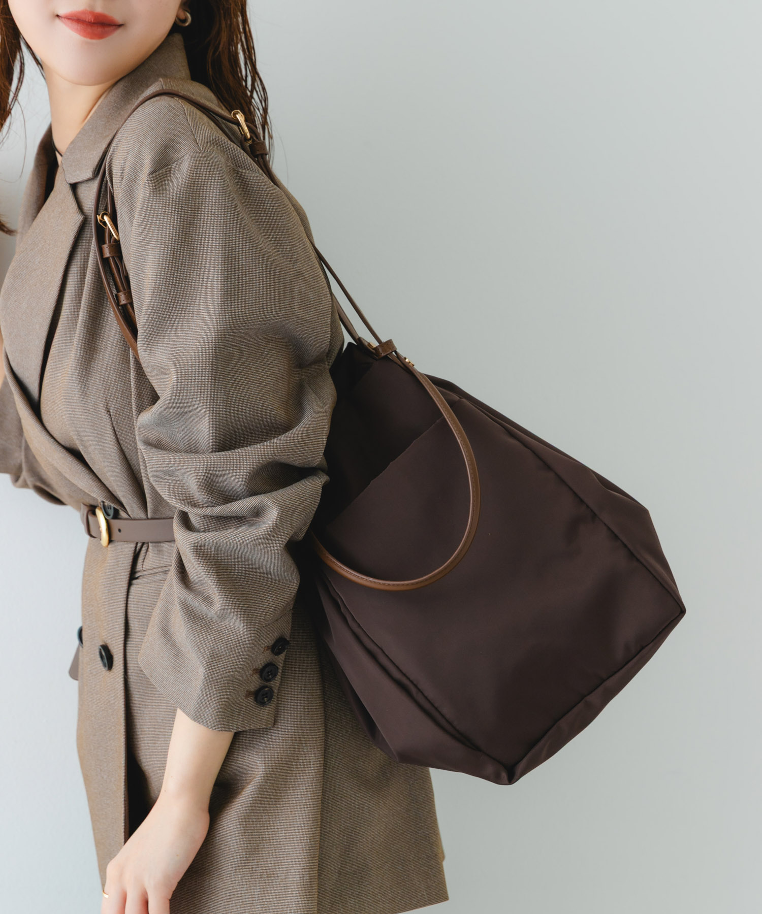 撥水2WAYハンドルバッグ BROWN one