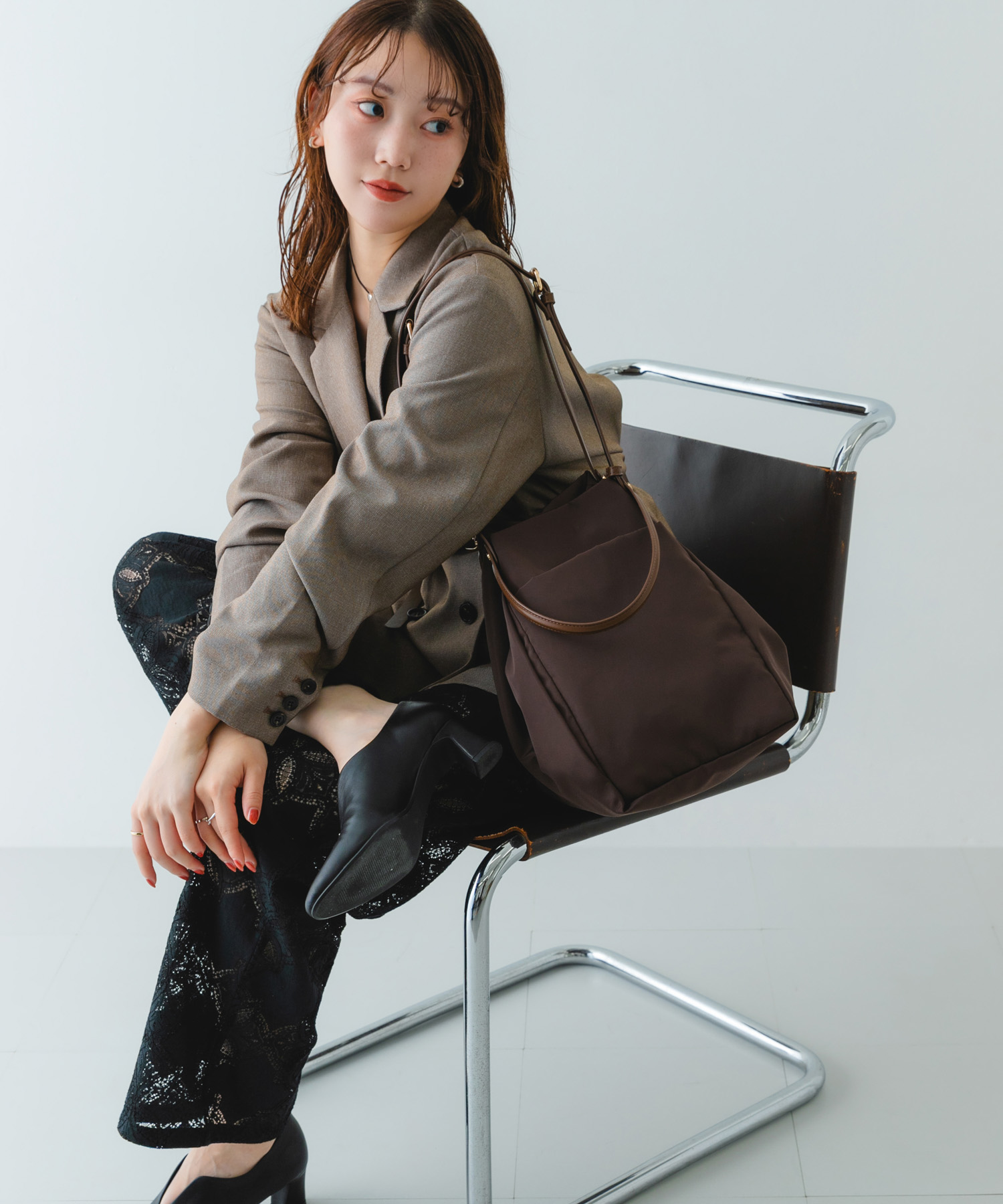 撥水2WAYハンドルバッグ BROWN one