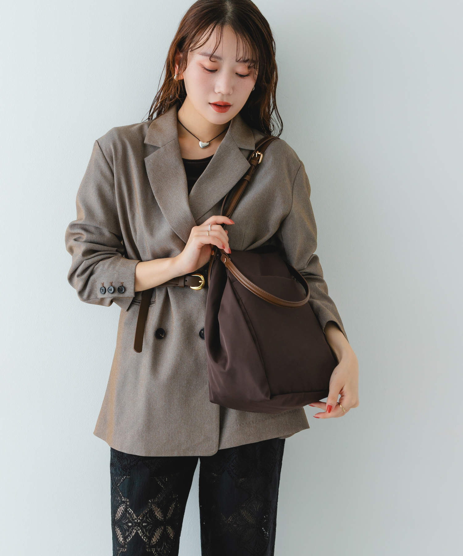 撥水2WAYハンドルバッグ BROWN one