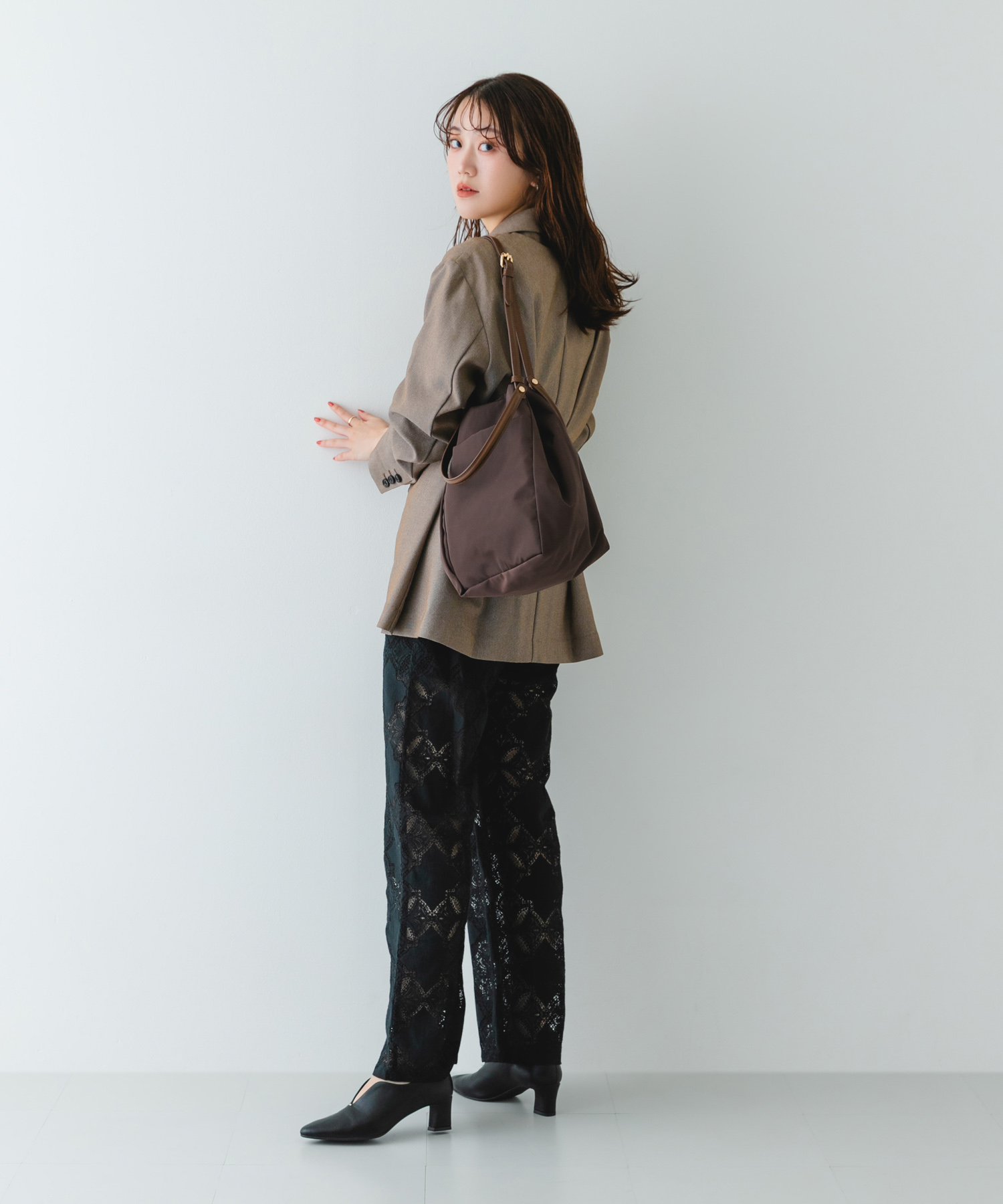 撥水2WAYハンドルバッグ BROWN one