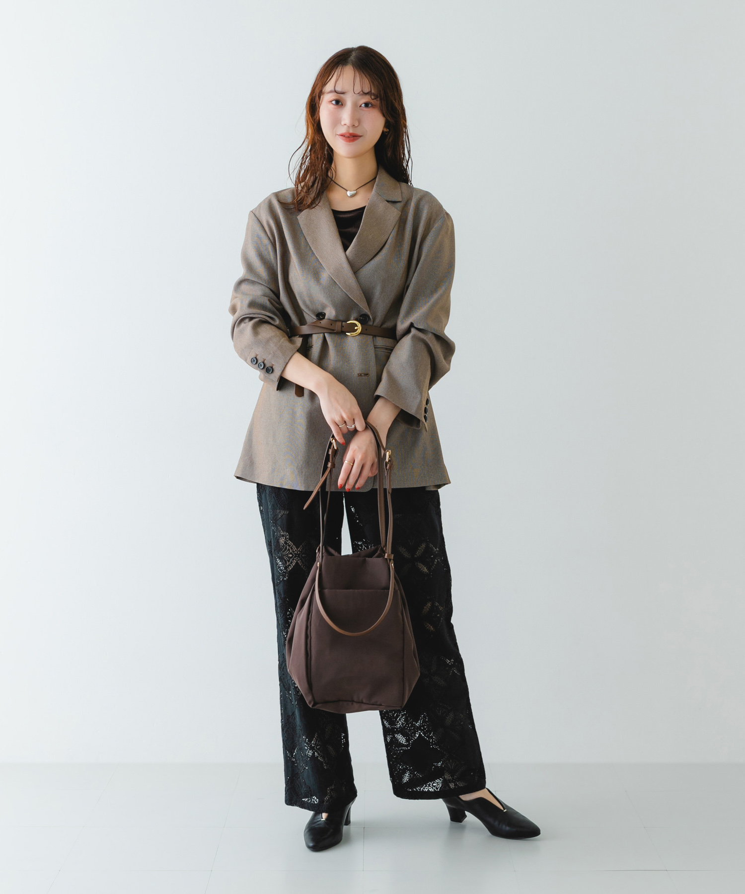 撥水2WAYハンドルバッグ BROWN one
