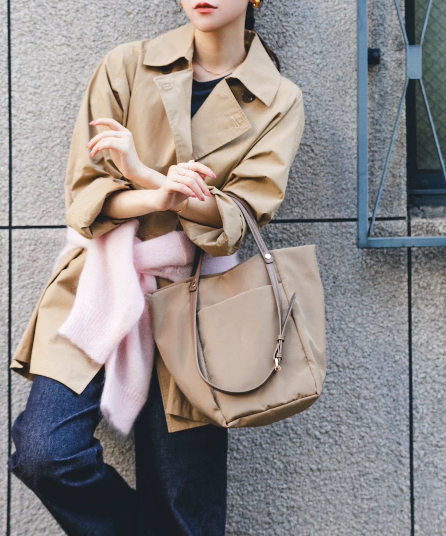 撥水2WAYハンドルバッグ BEIGE one