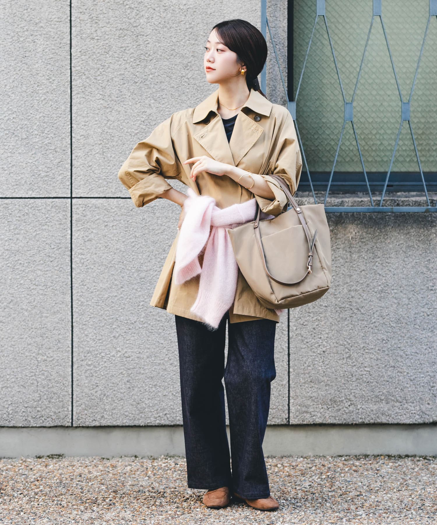 撥水2WAYハンドルバッグ BEIGE one
