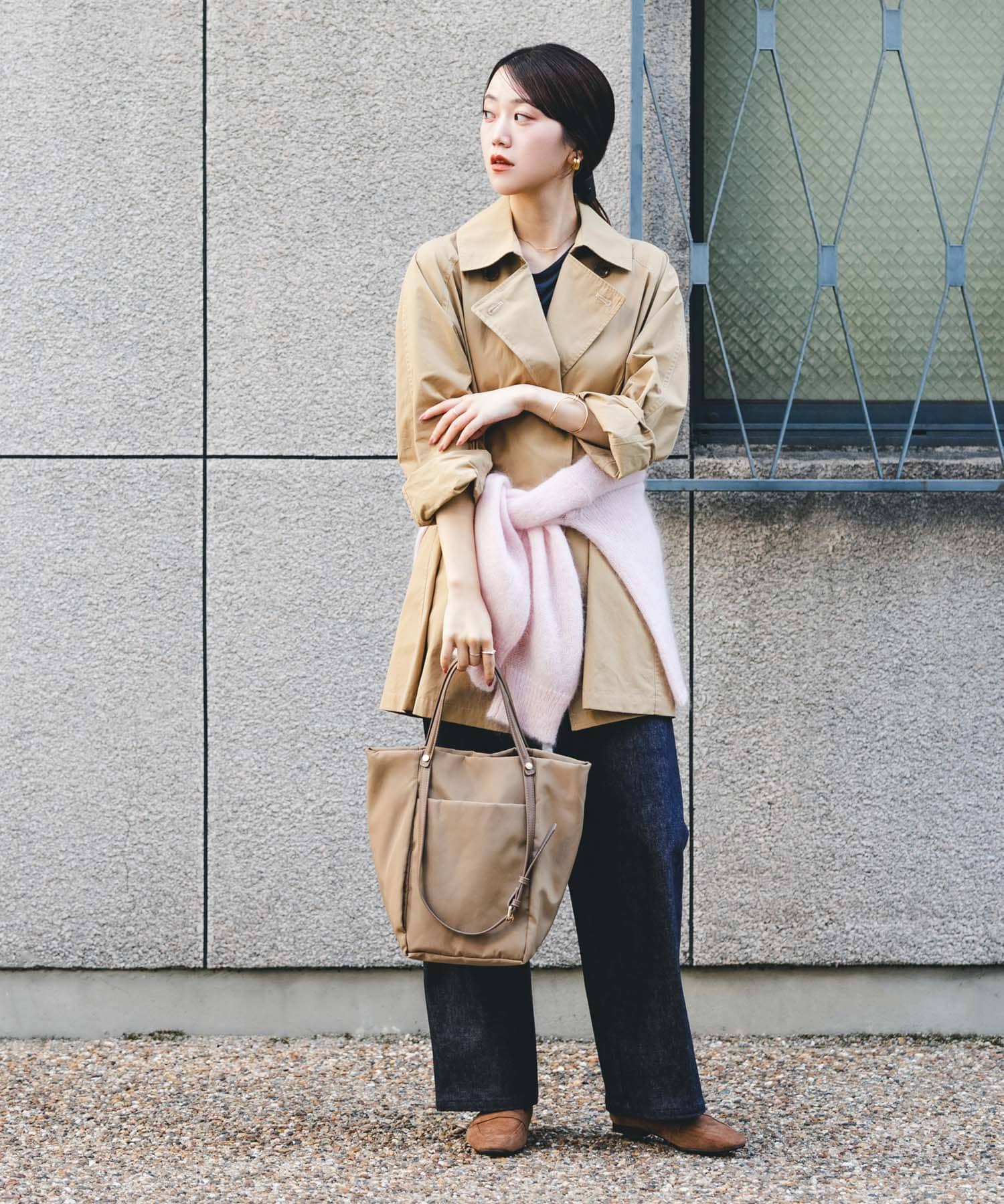 撥水2WAYハンドルバッグ BEIGE one
