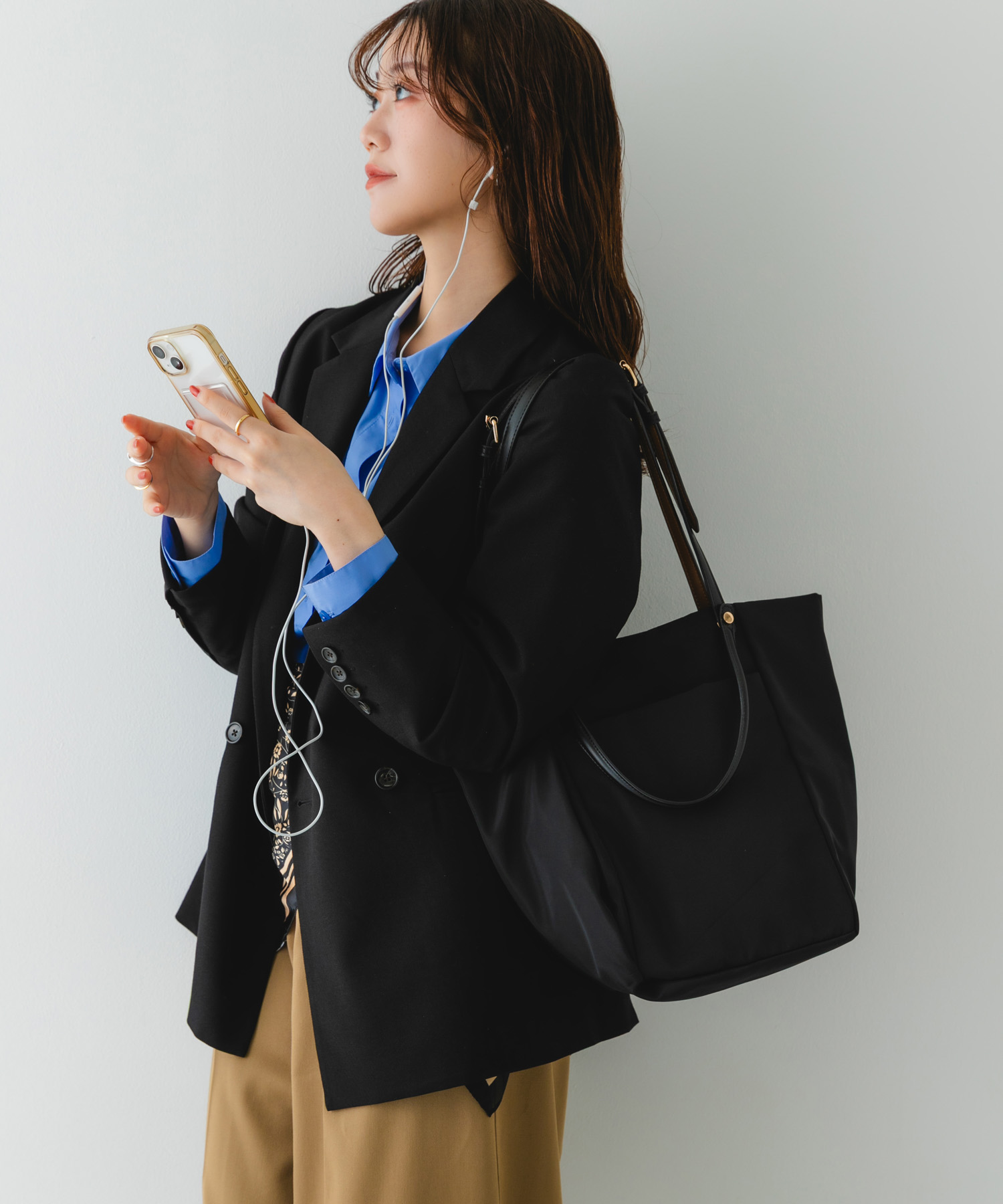 撥水2WAYハンドルバッグ BLACK one