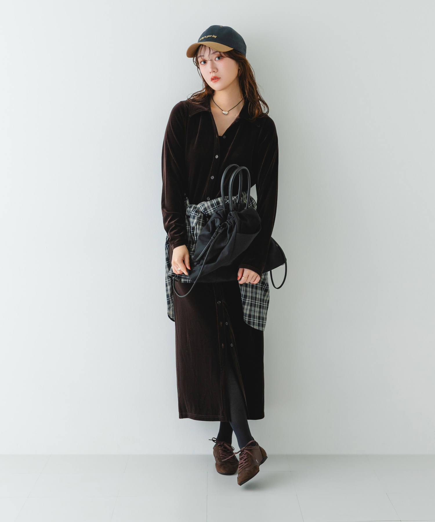 ショルダー付撥水キンチャクバッグ BLACK one