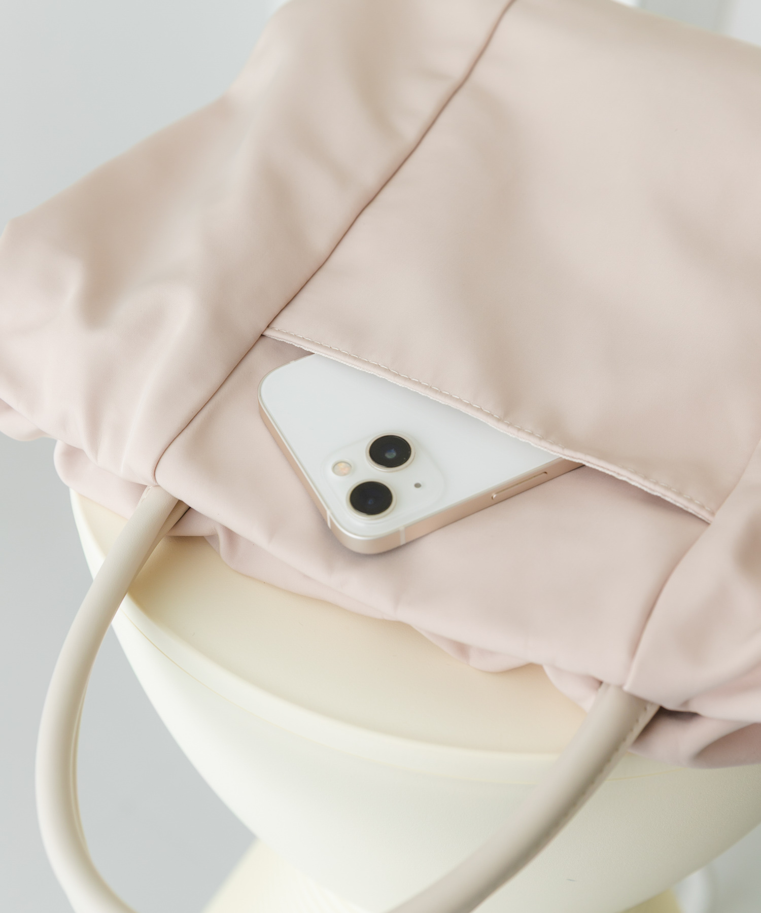 ショルダー付撥水ミニキンチャクバッグ IVORY one