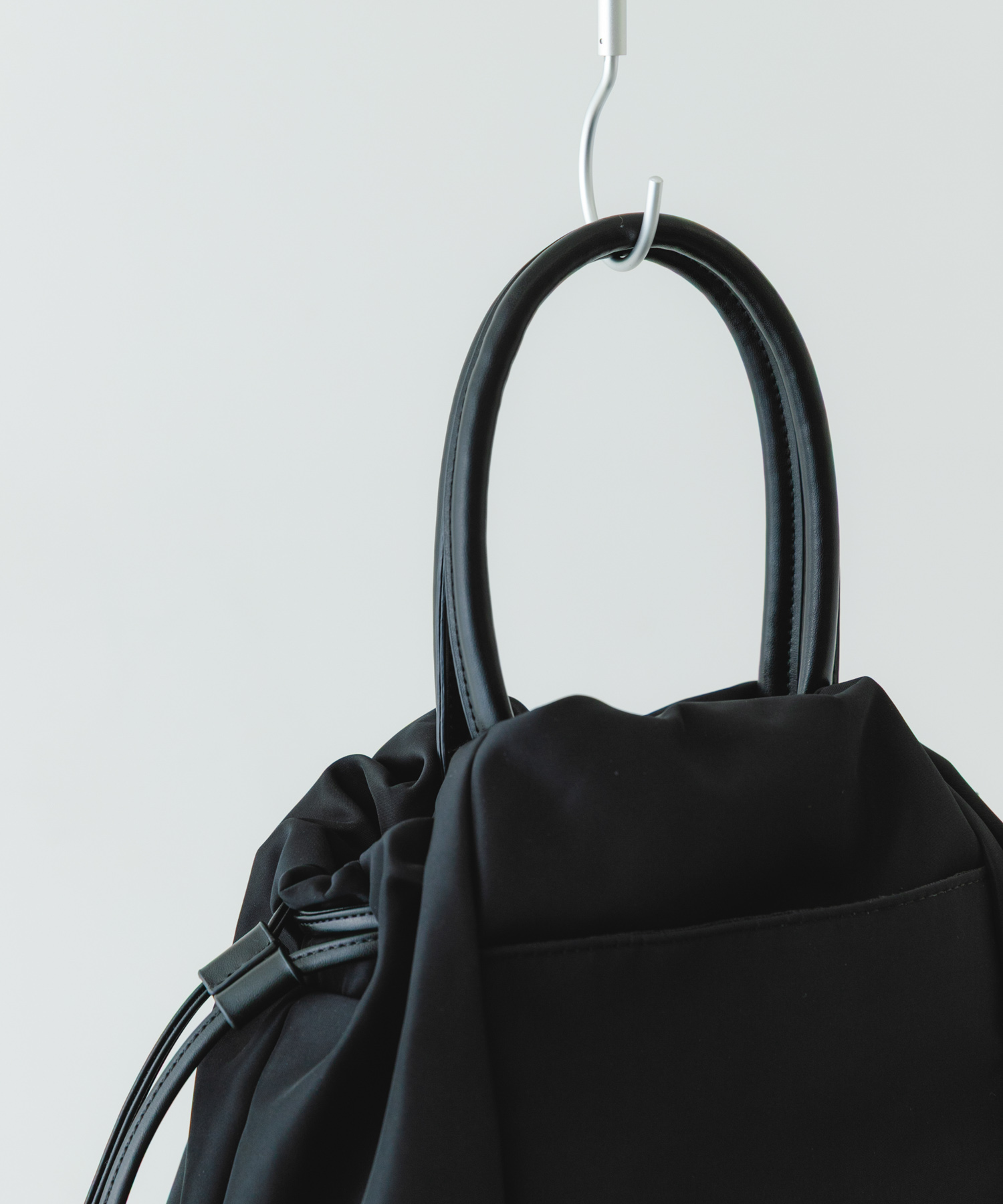 ショルダー付撥水ミニキンチャクバッグ BLACK one