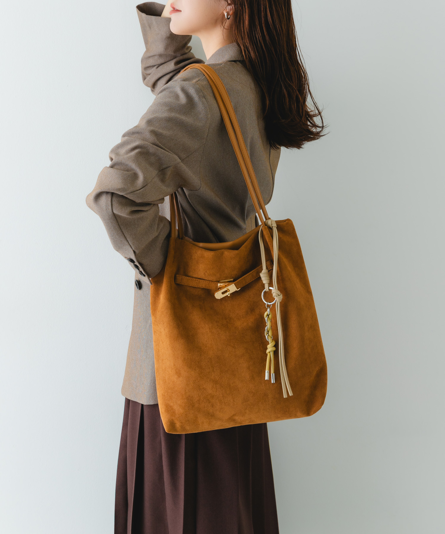 スエードライクトートバッグ CAMEL one