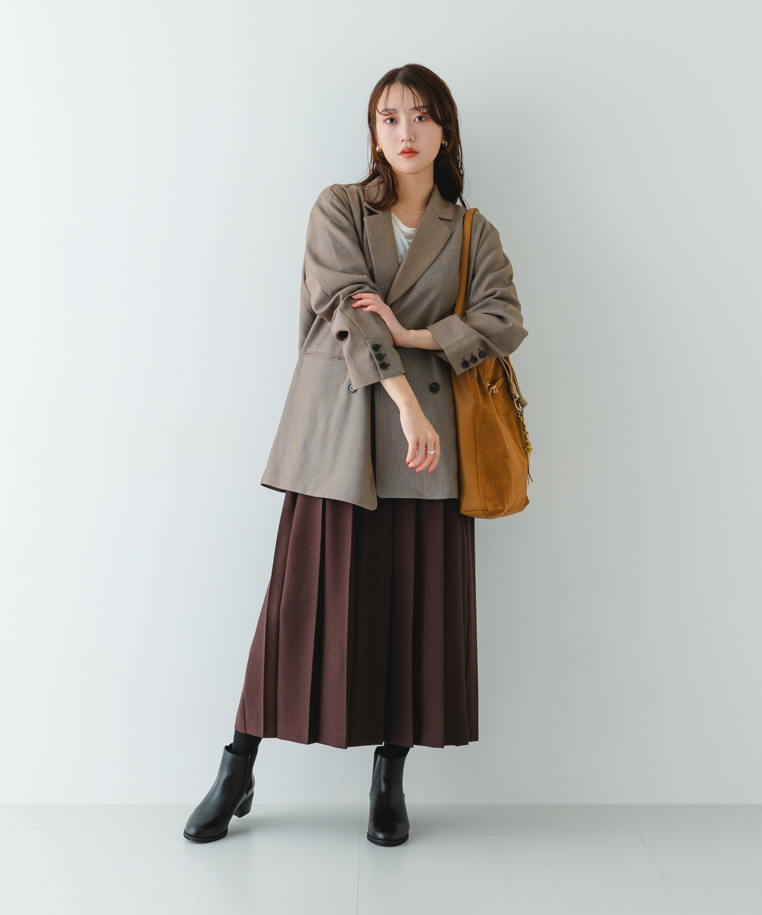 スエードライクトートバッグ CAMEL one