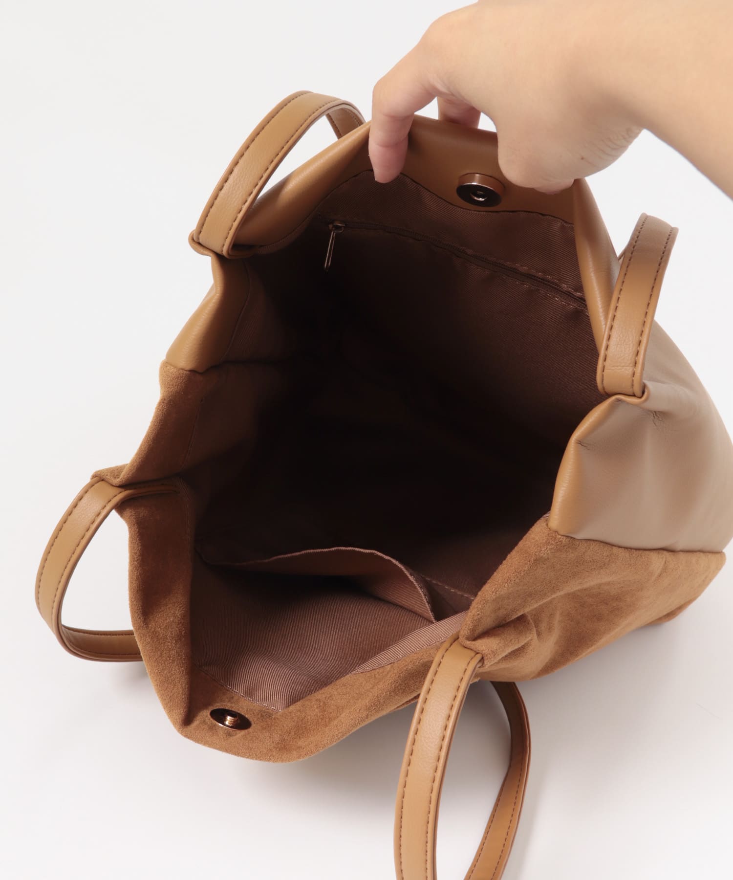スエードライクトートバッグ CAMEL one