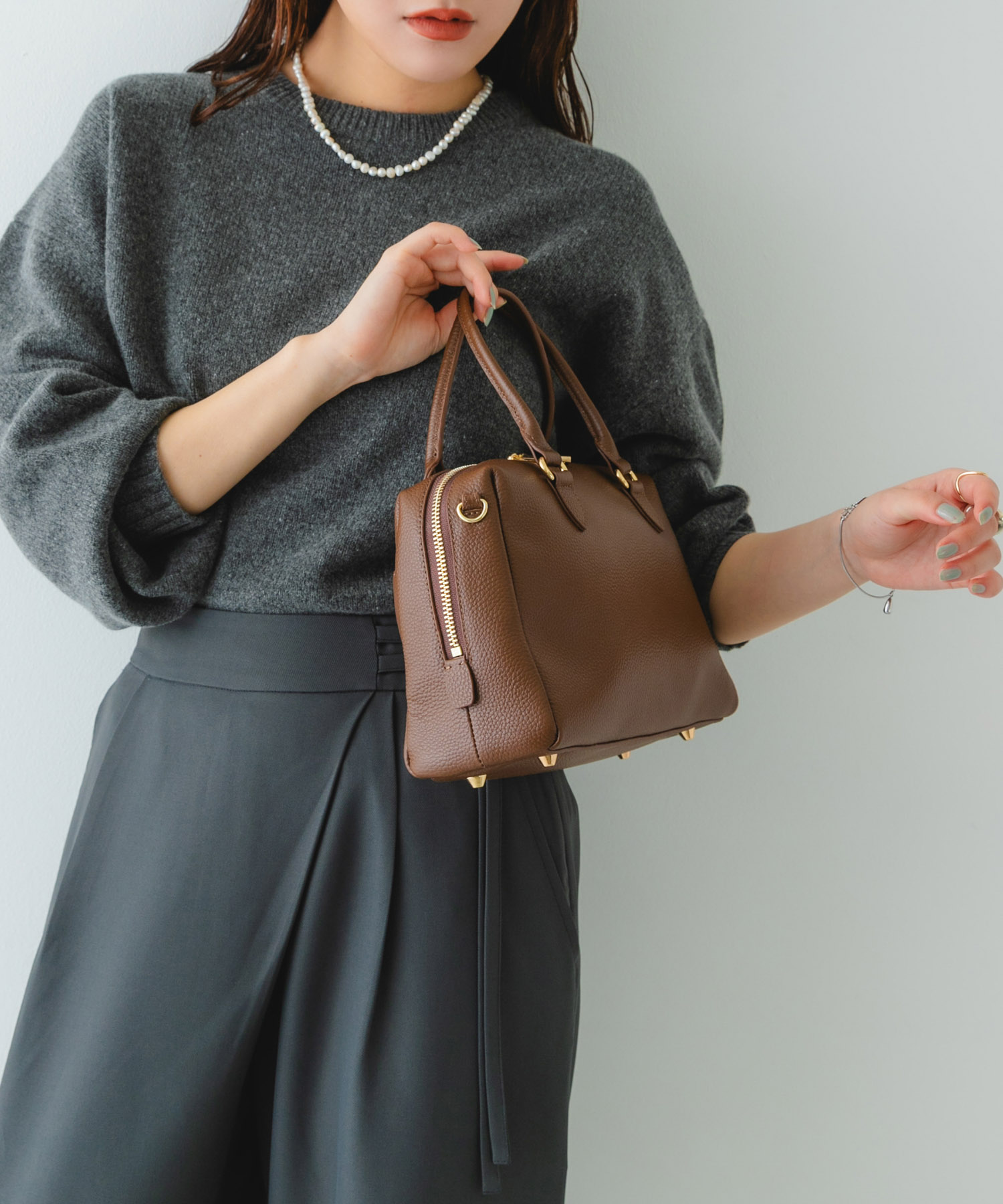 レザーボストンバッグ BROWN one
