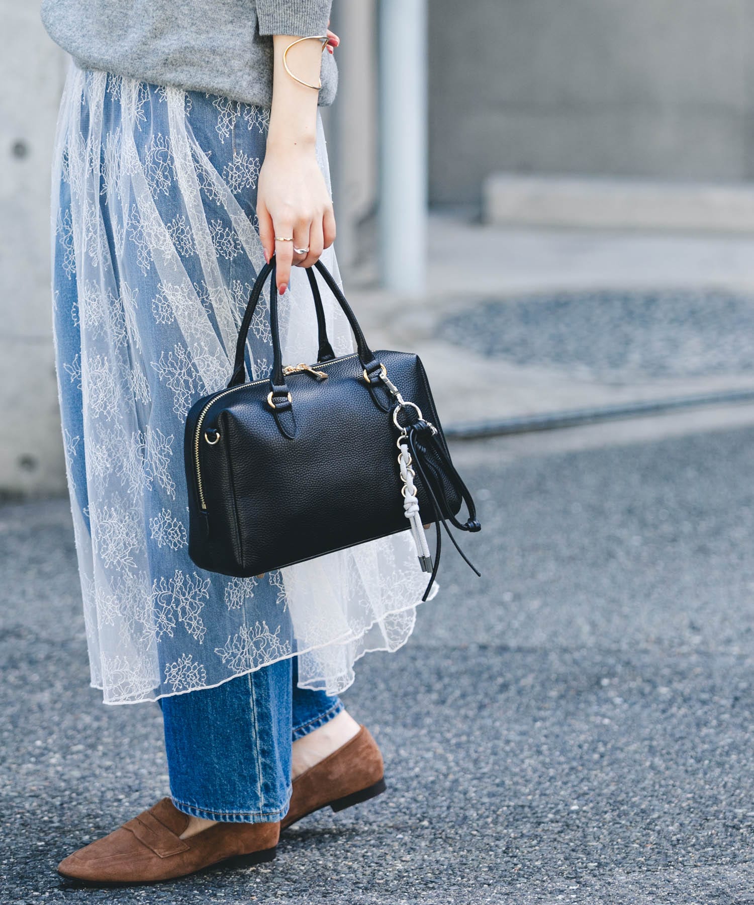 レザーボストンバッグ BLACK one