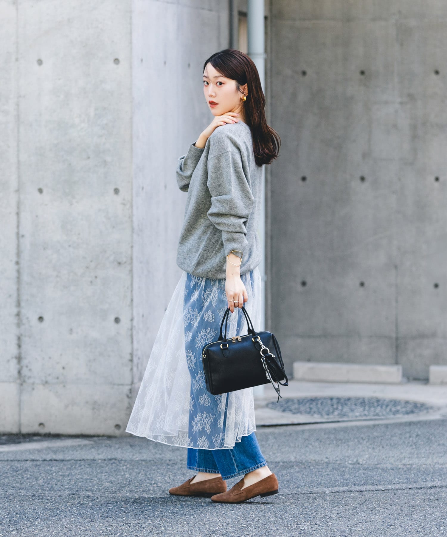 レザーボストンバッグ BLACK one