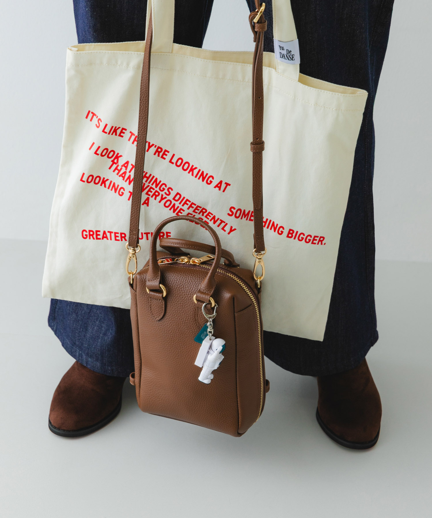 『縦型』レザーミニボストンバッグ BROWN one