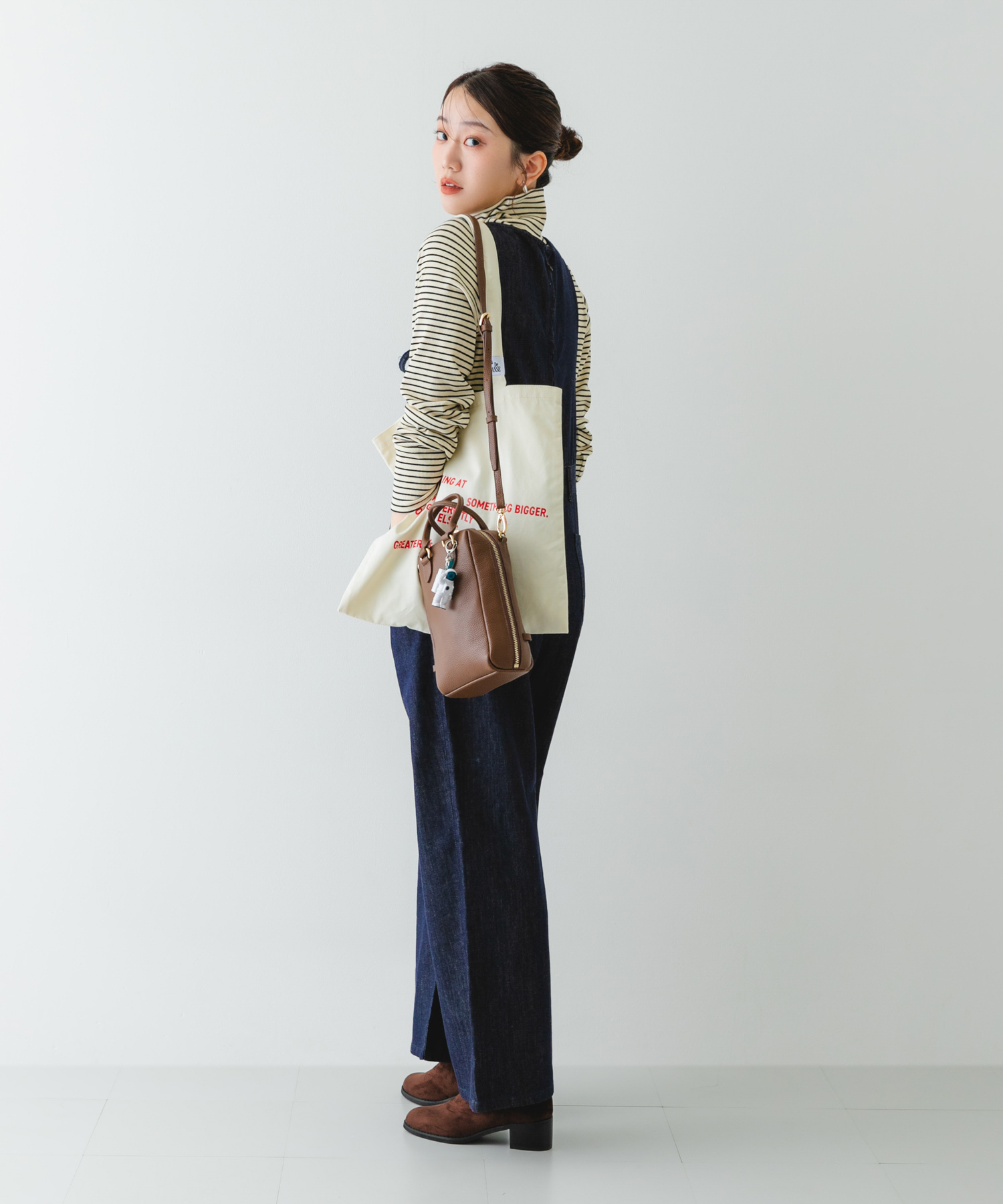 『縦型』レザーミニボストンバッグ BROWN one