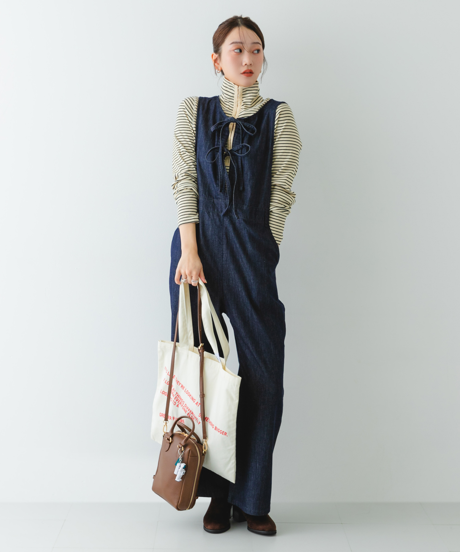 『縦型』レザーミニボストンバッグ BROWN one