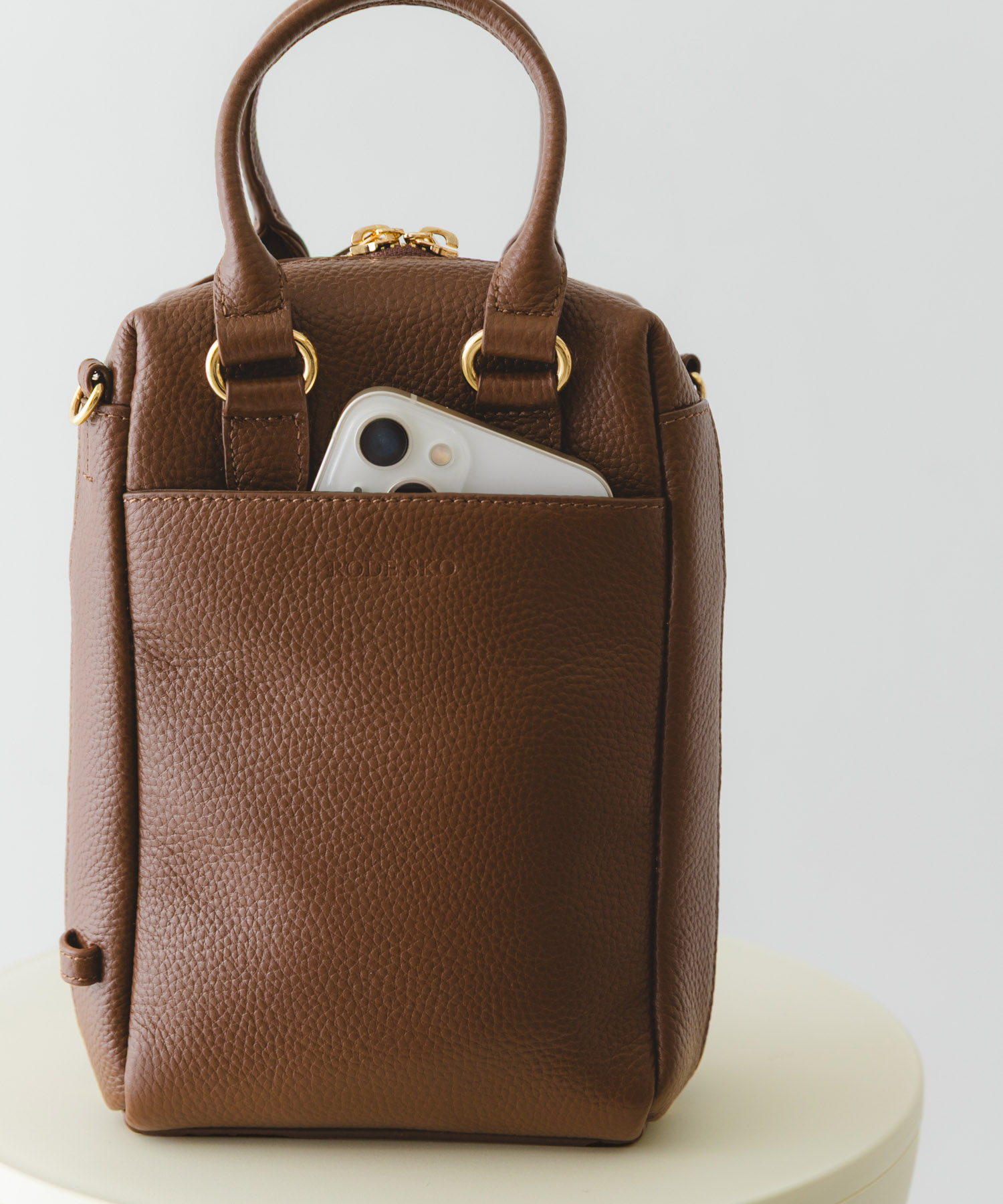 『縦型』レザーミニボストンバッグ BROWN one