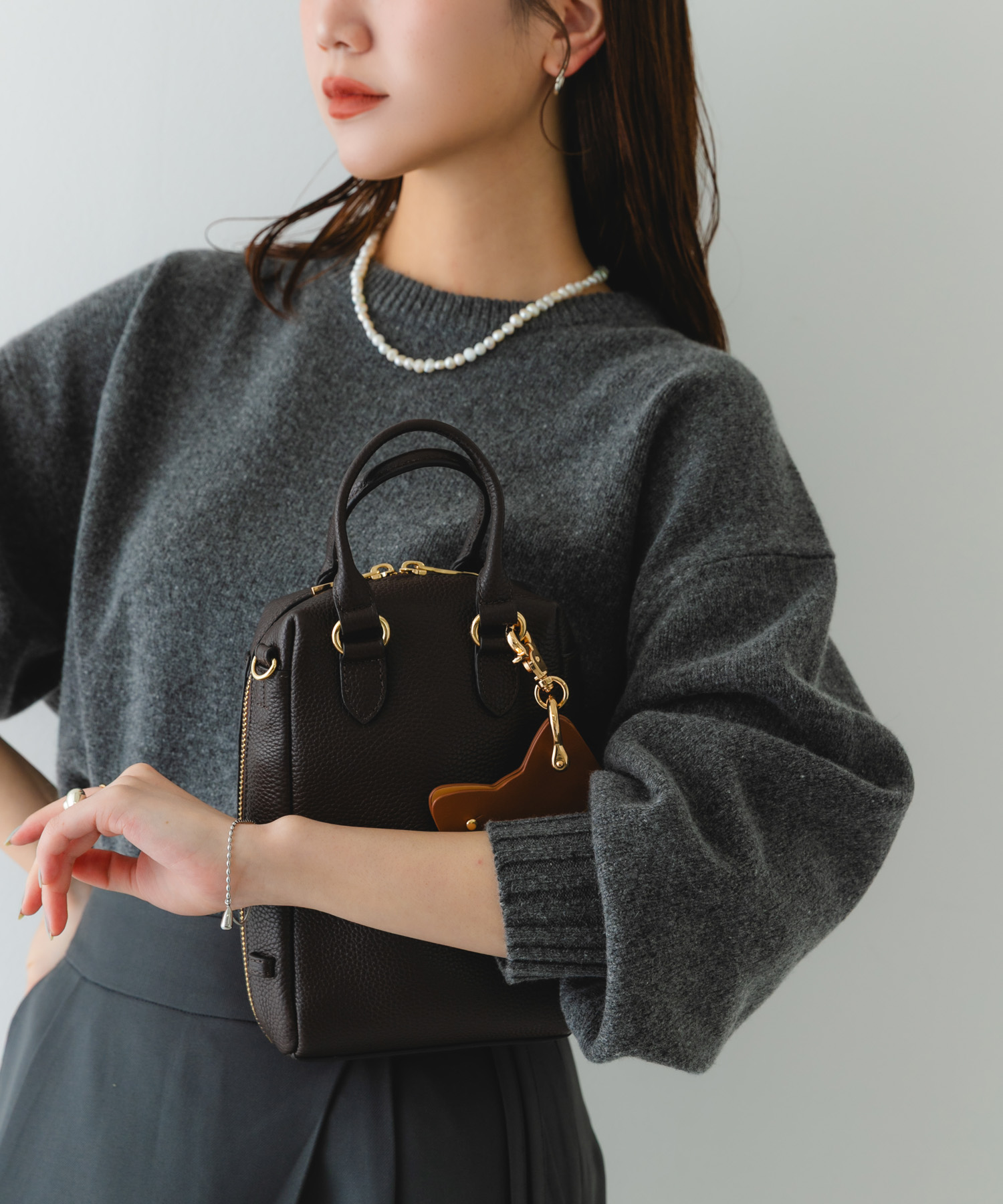 レザーミニボストンバッグ CHOCO one